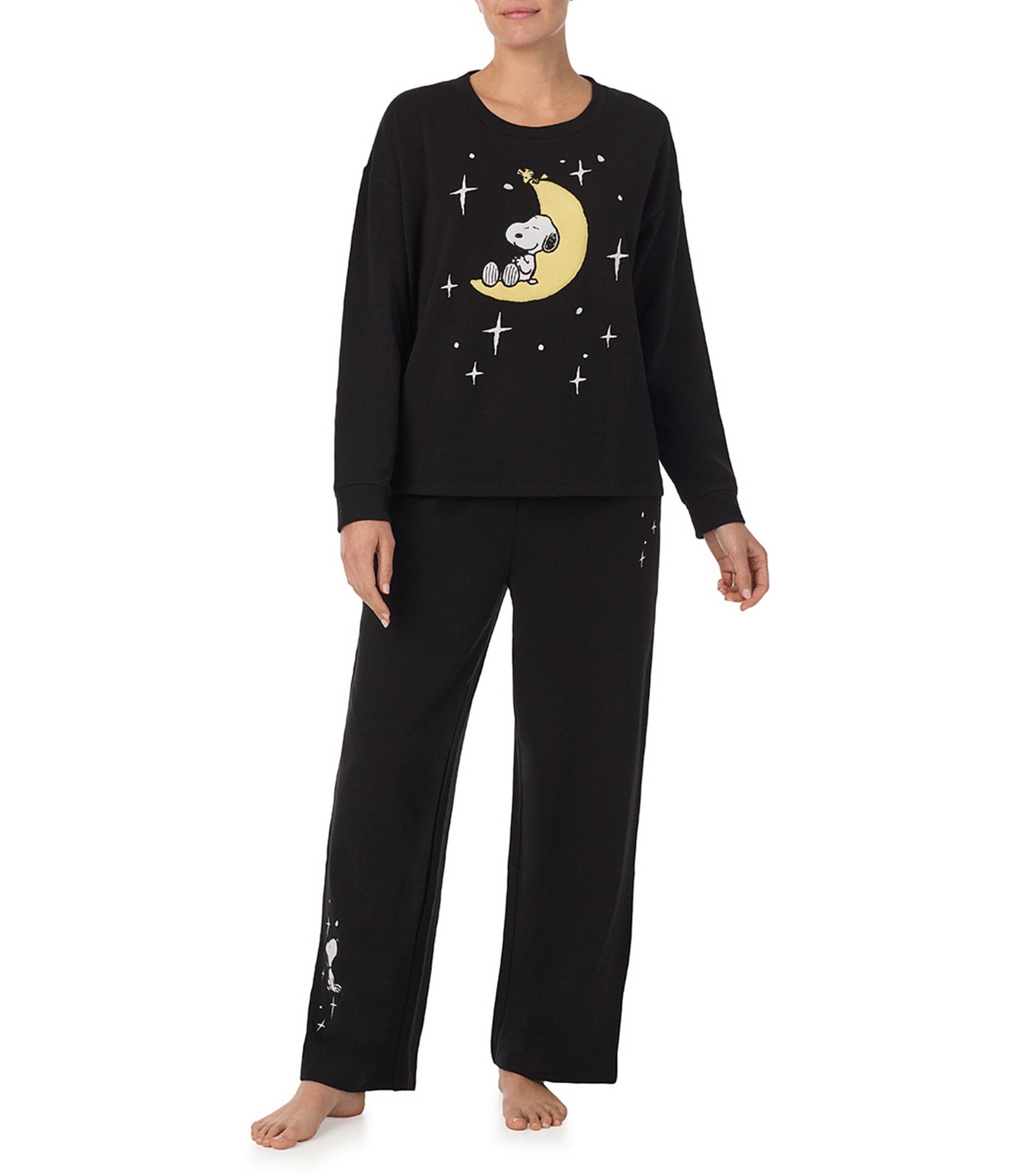 Peanuts Solid Terry Long Sleeve Crew Neck Coordinating Sleep Top