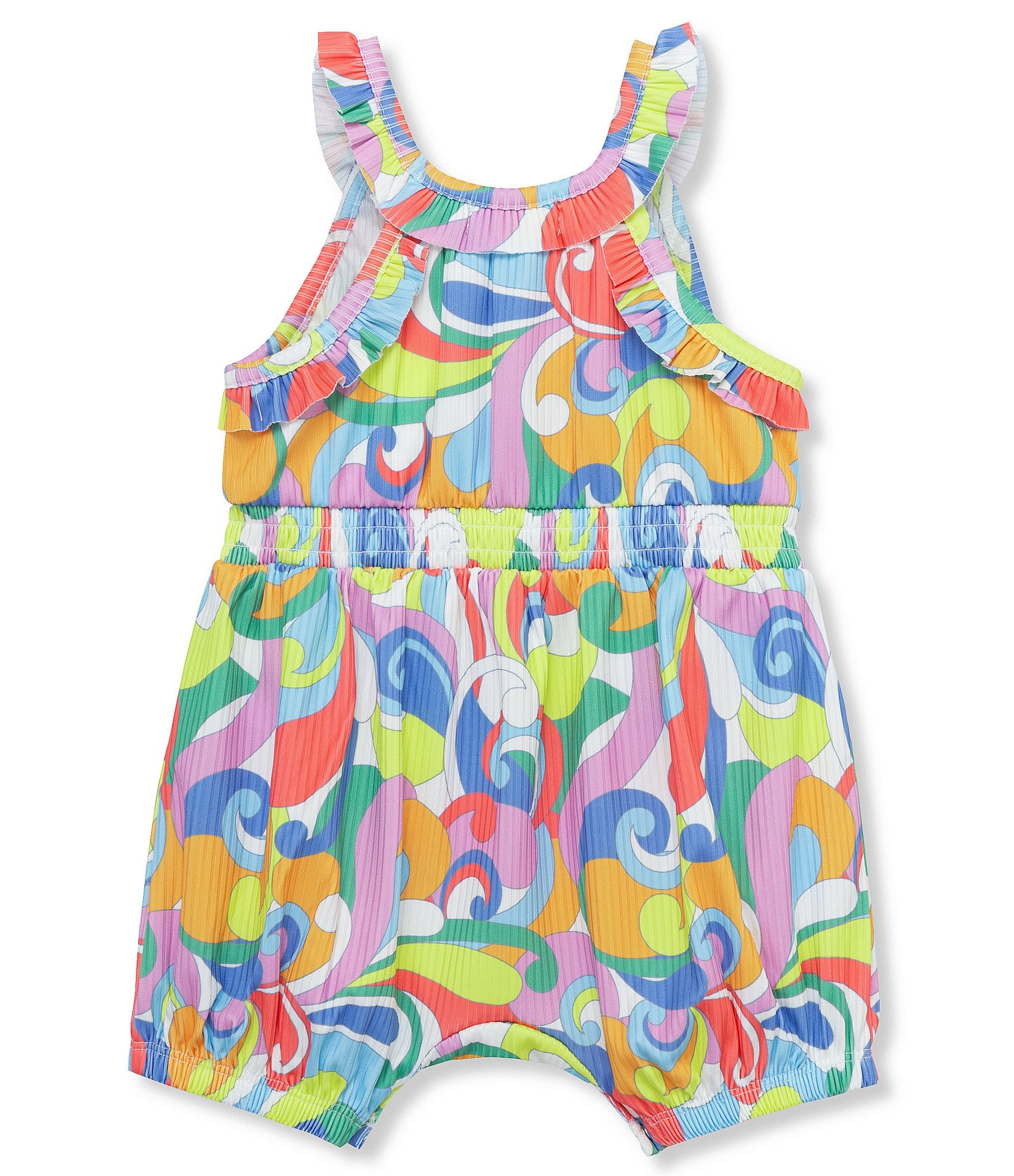 Peek Baby Girls 6-24 Months Sleeveless Mixed-Media Rib-Knit Romper