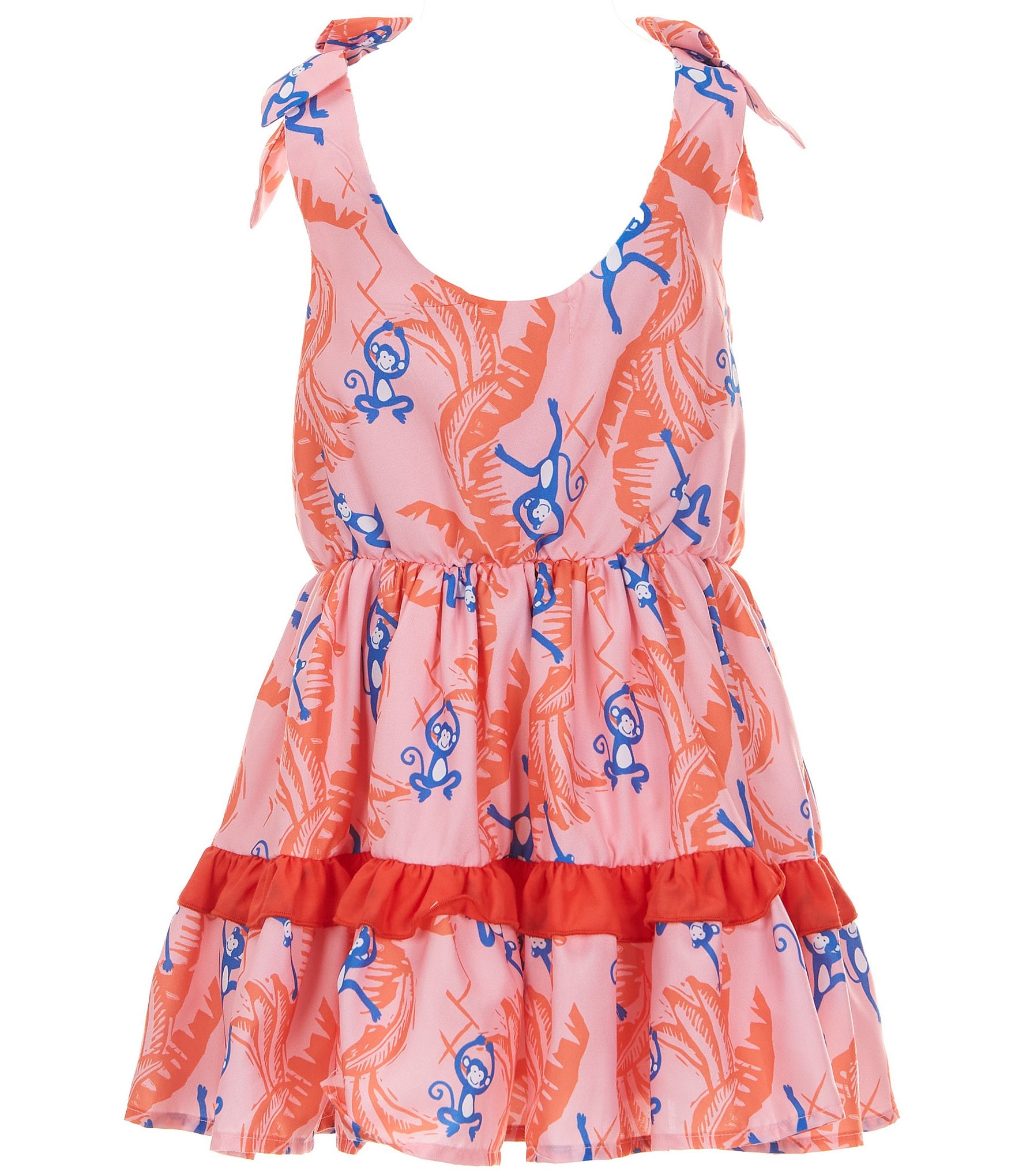 Peek Little/Big Girls 2T-10 Sleeveless Monkey Print Fit-And-Flare Dress