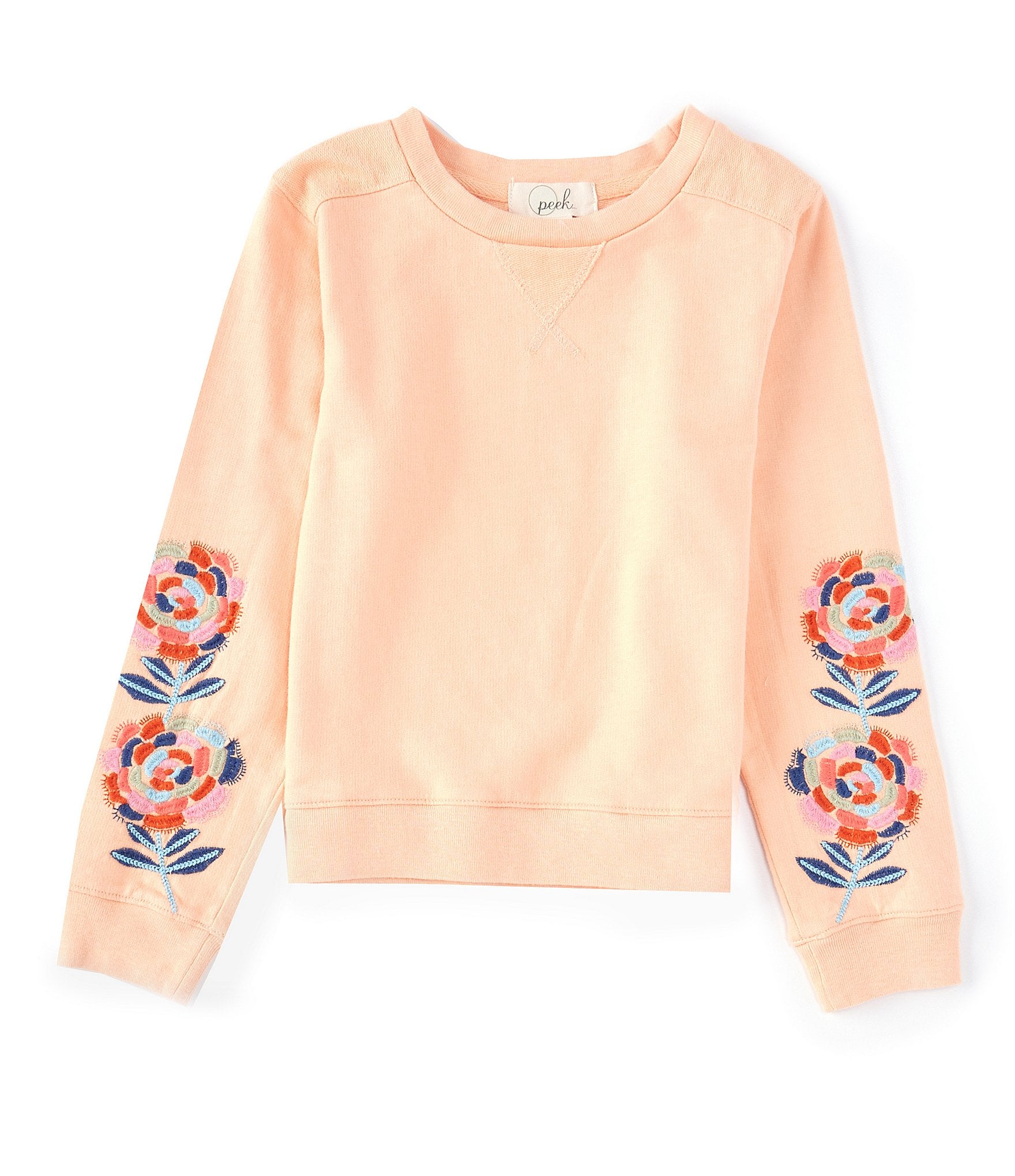 Peek Little/Big Girls 2T-12 Long Sleeve Rose Embroidered Sweatshirt ...