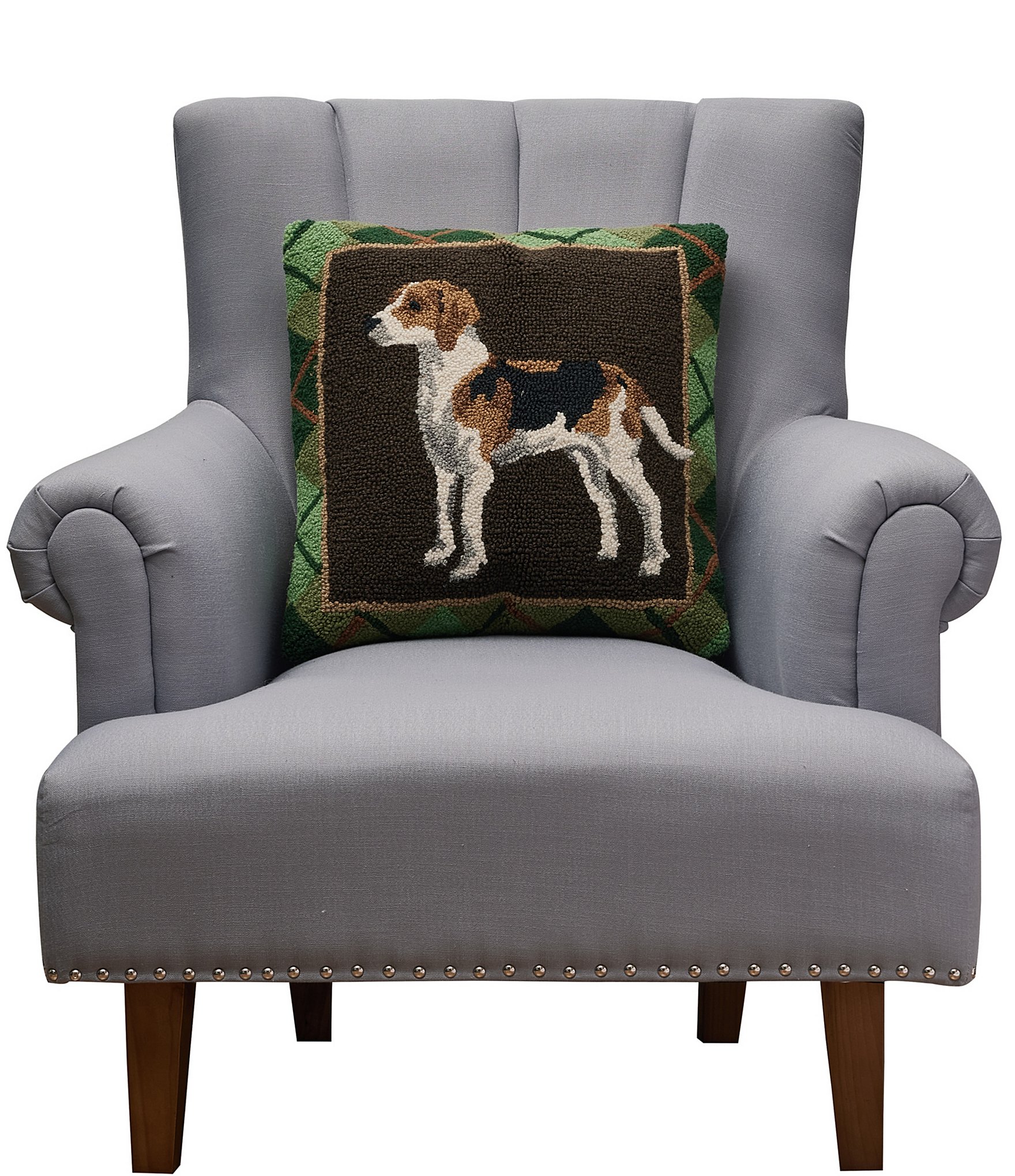Peking Handicraft Foxhound Wool Hook Throw Pillow