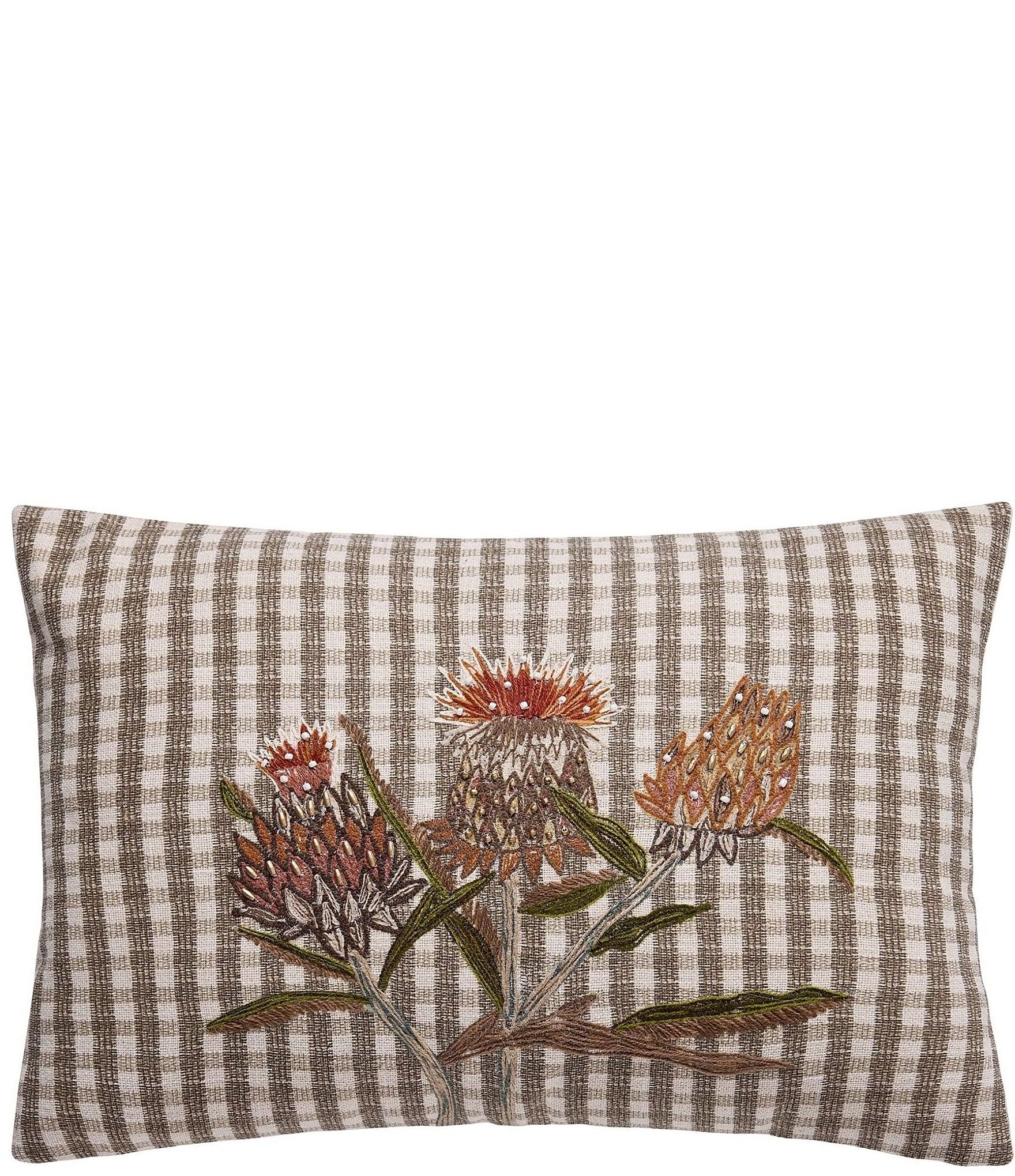 Peking Handicraft Harvest Flower Plaid Embroidered Breakfast Pillow