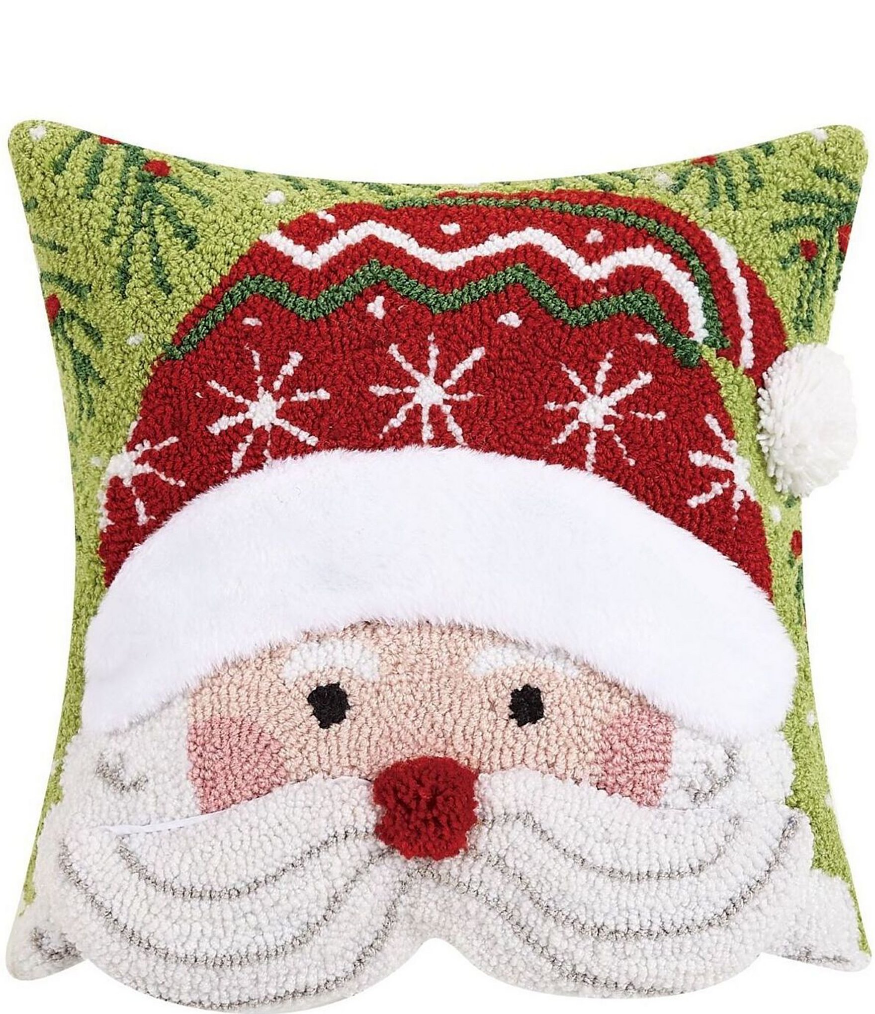 Peking Handicraft Merry Balsam Hooked Christmas Pillow, 12 x 8