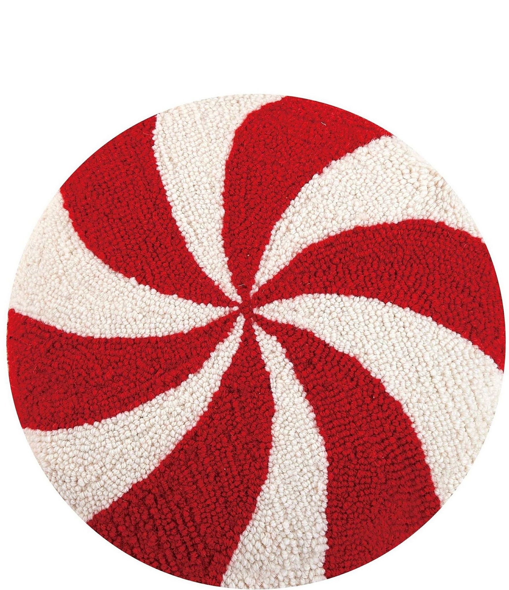 Peking Handicraft Holiday Collection Candy Cane Round Hooked Wool