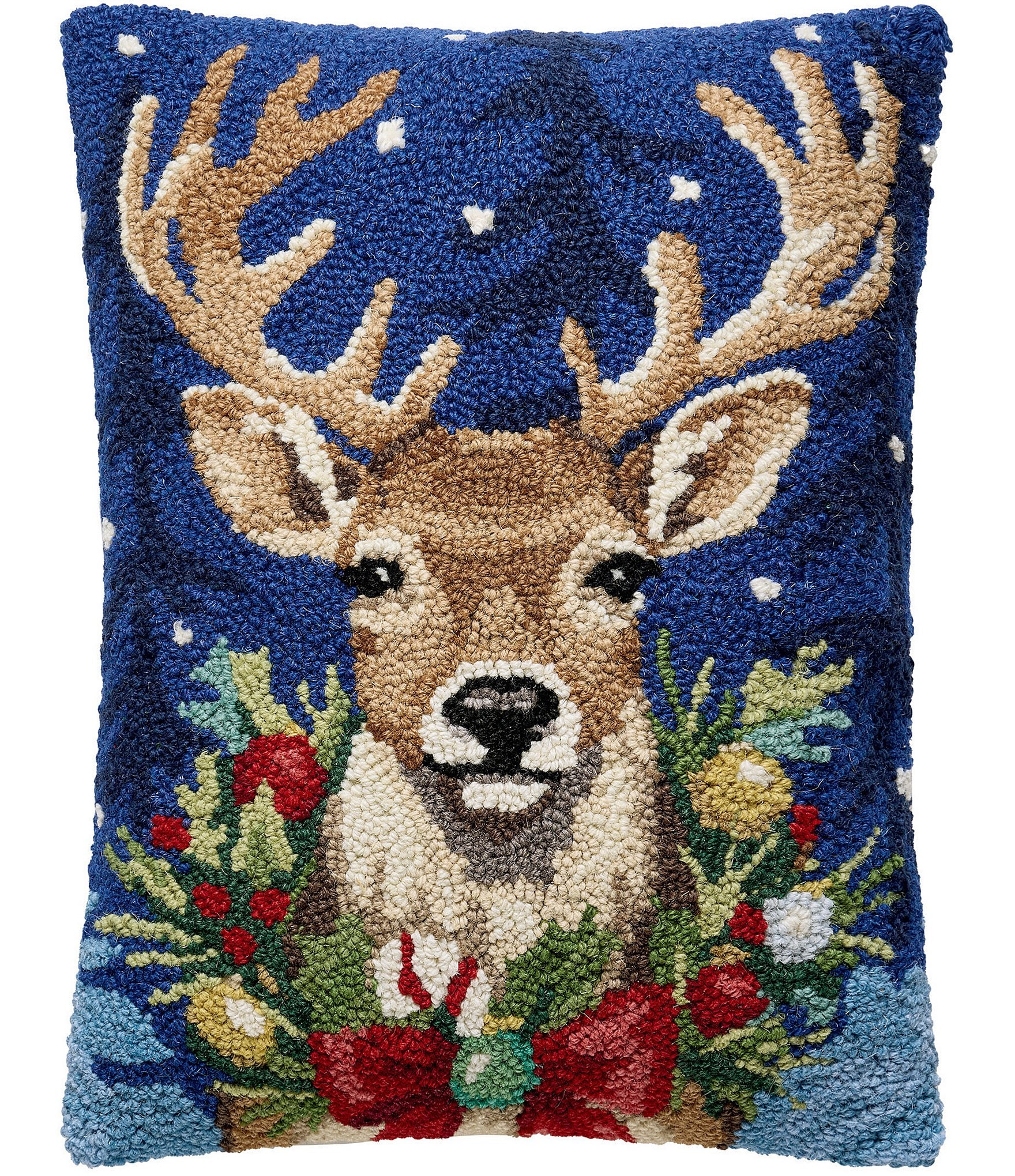 Peking Handicraft Holiday Collection Christmas Deer Wool Hook Pillow