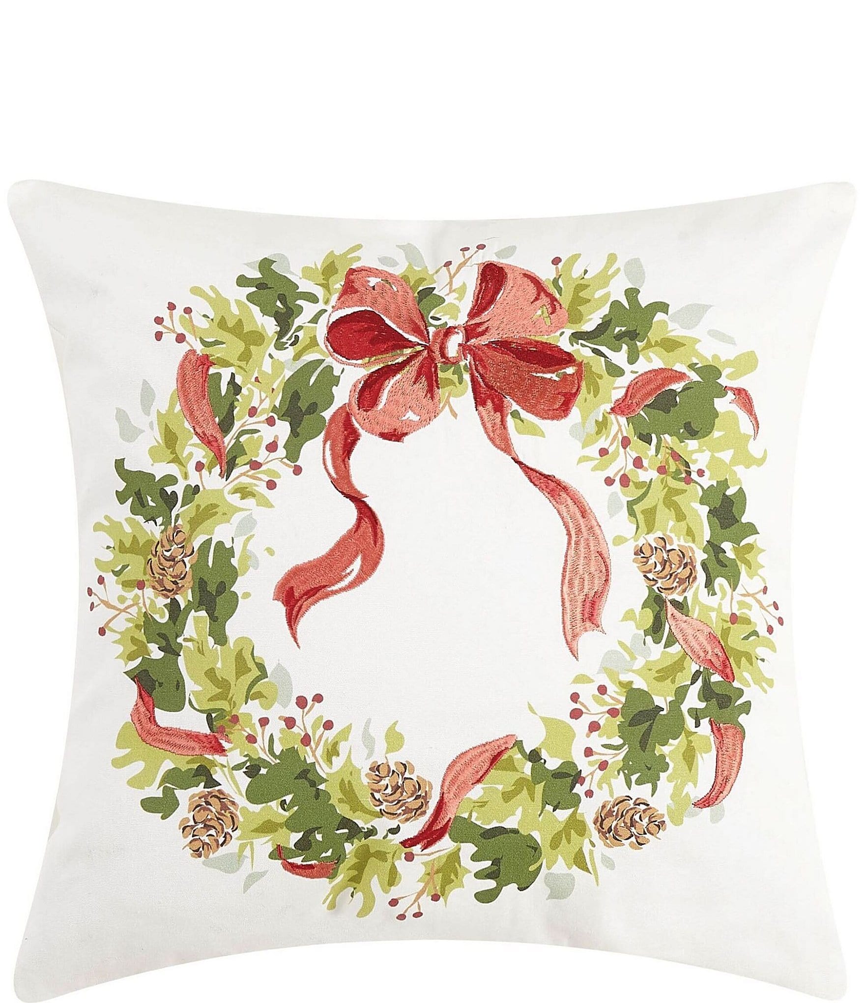 Holly Wreath Holiday Decorative Pillows