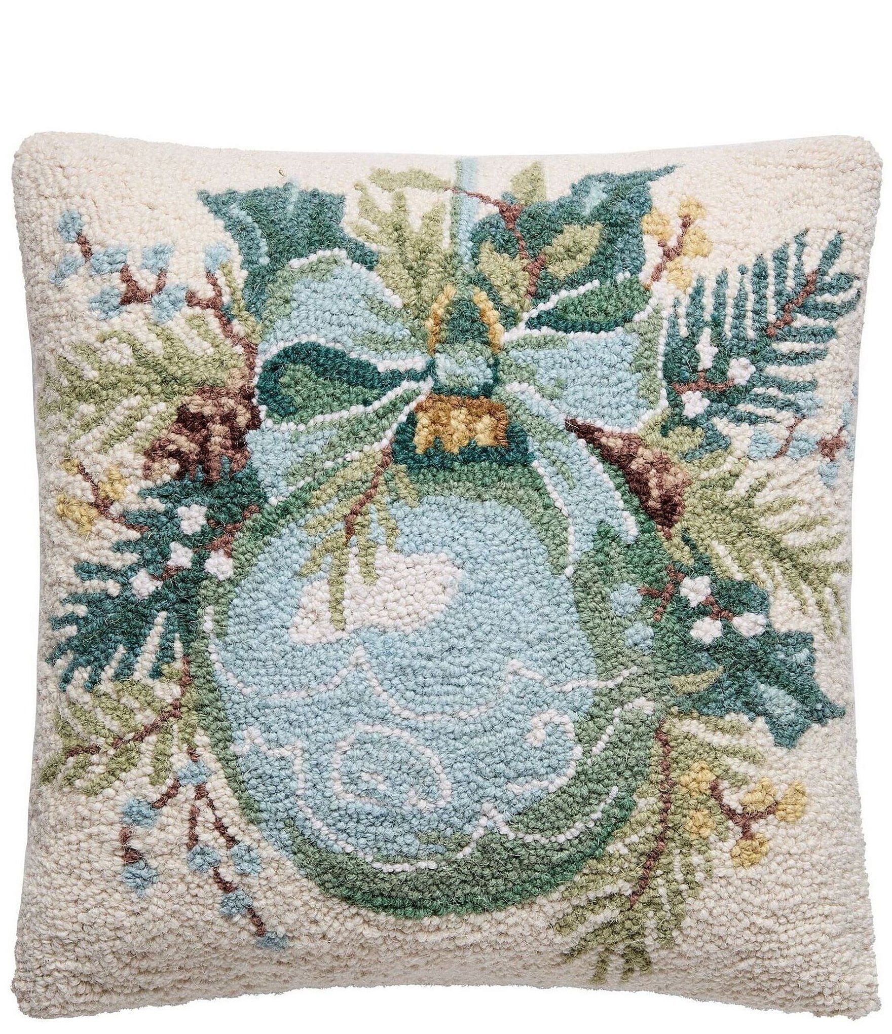 Peking Handicraft Holiday Collection Ornament Bow Wool Hook Pillow