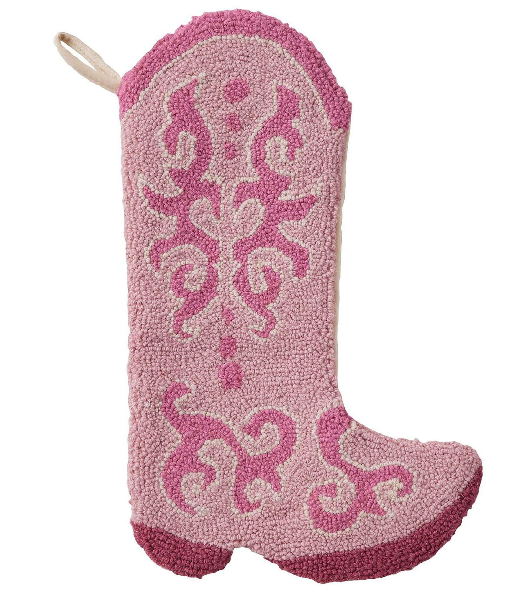 Peking Handicraft Cowboy Boot Hooked Wool Holiday Stocking