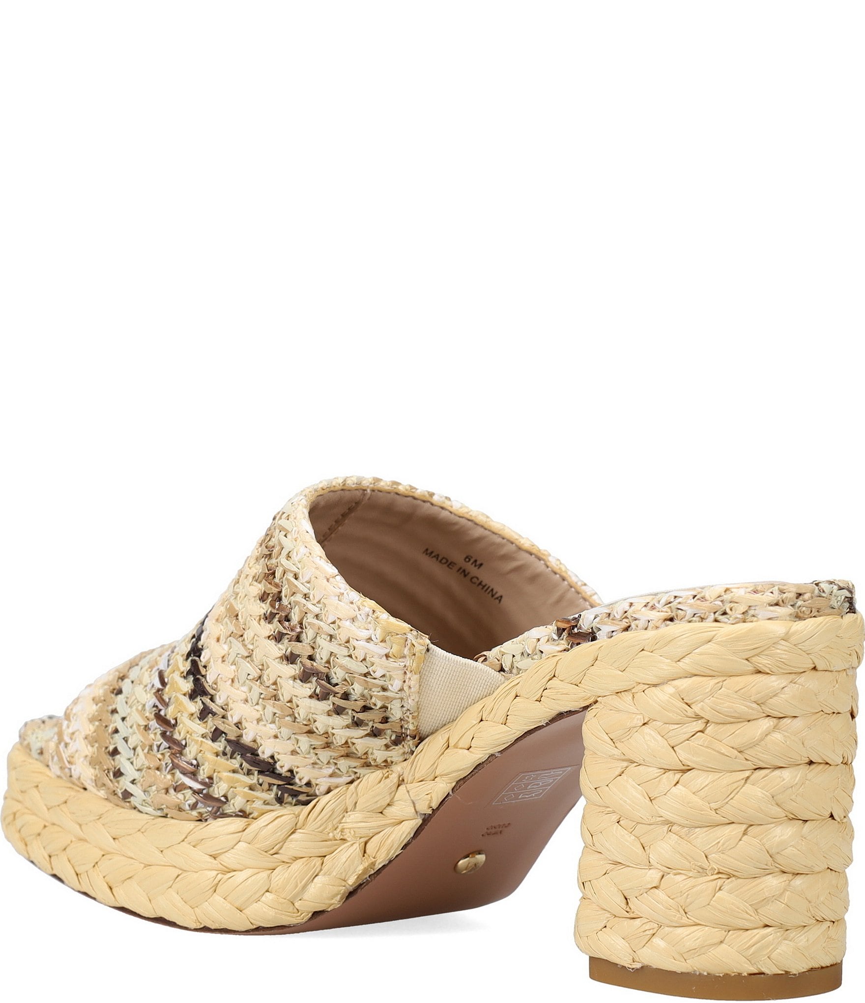 Pelle Moda Capree Woven Raffia Platform Espadrille Slide Sandals