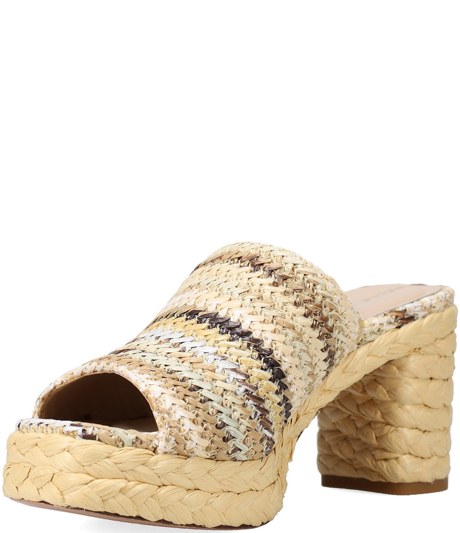 Pelle Moda Capree Woven Raffia Platform Espadrille Slide Sandals