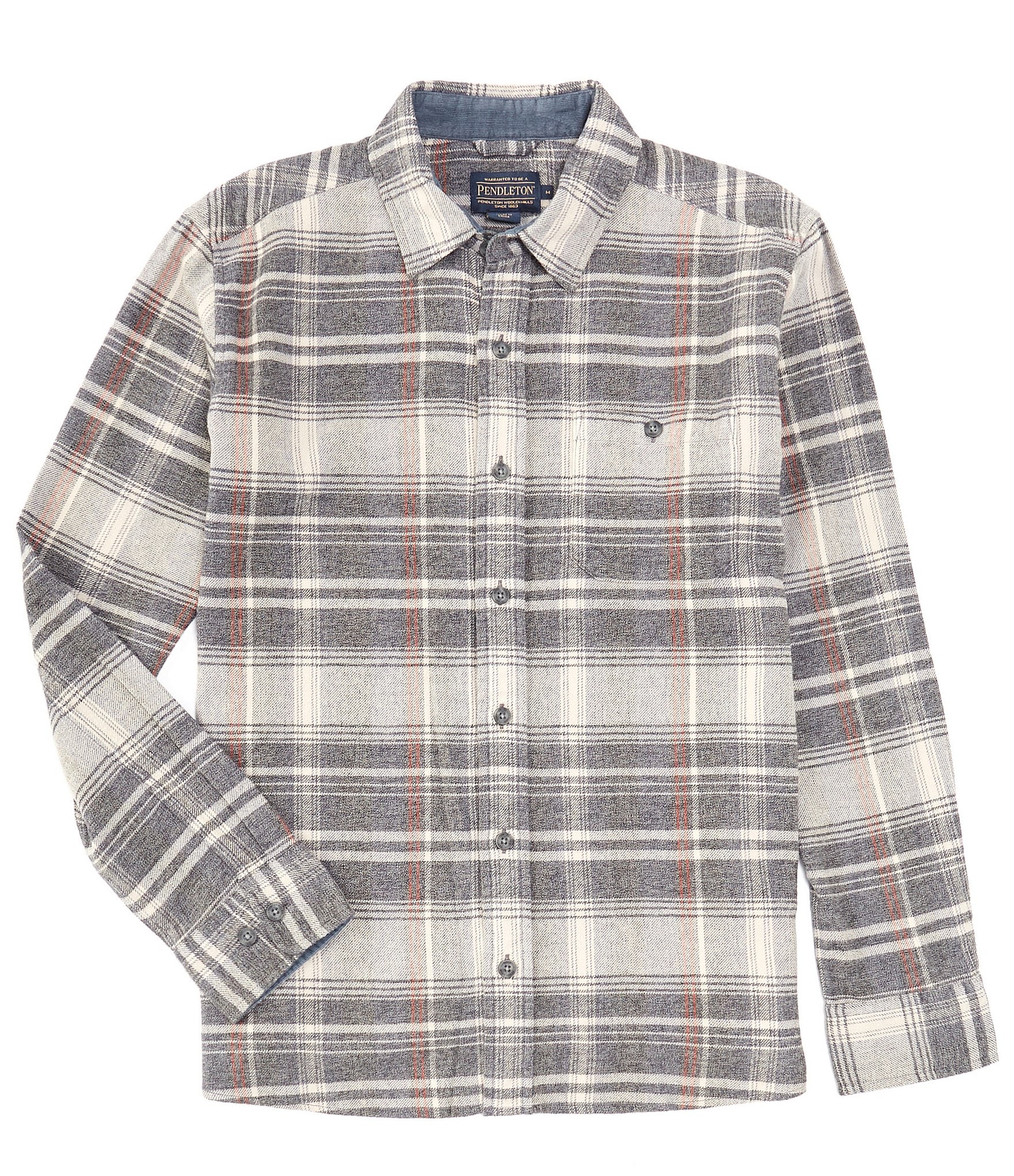 Pendleton Fremont Flannel Shirt - Men's Dark Olive/Tan/Red Plaid, L