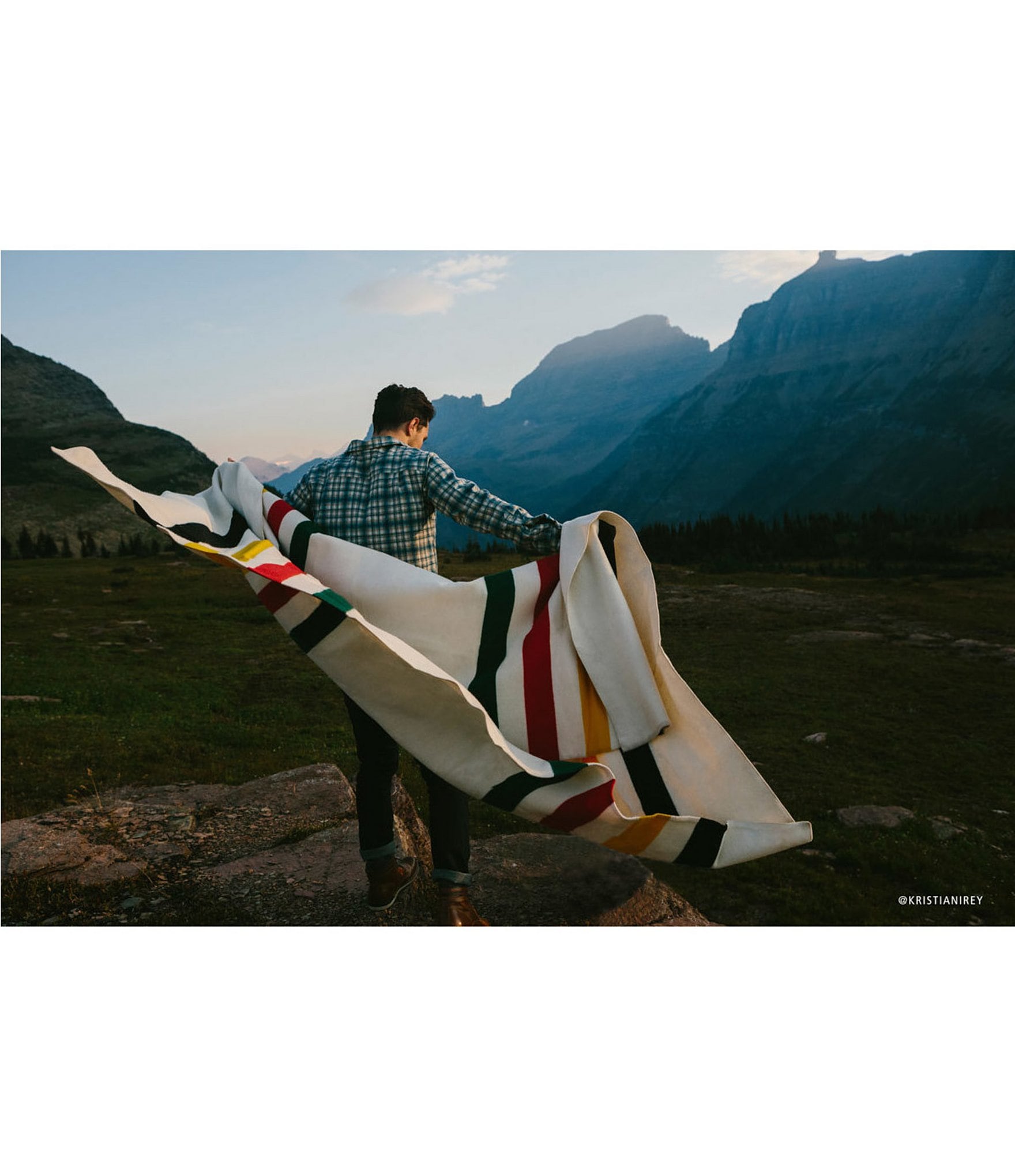 Pendleton Glacier National Park Striped Wool Blanket