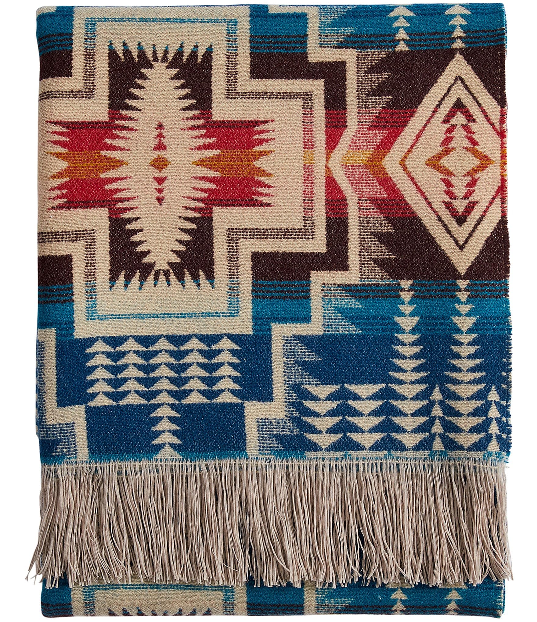 Pendleton Harding Star Fringed Jacquard Wool Throw Blanket