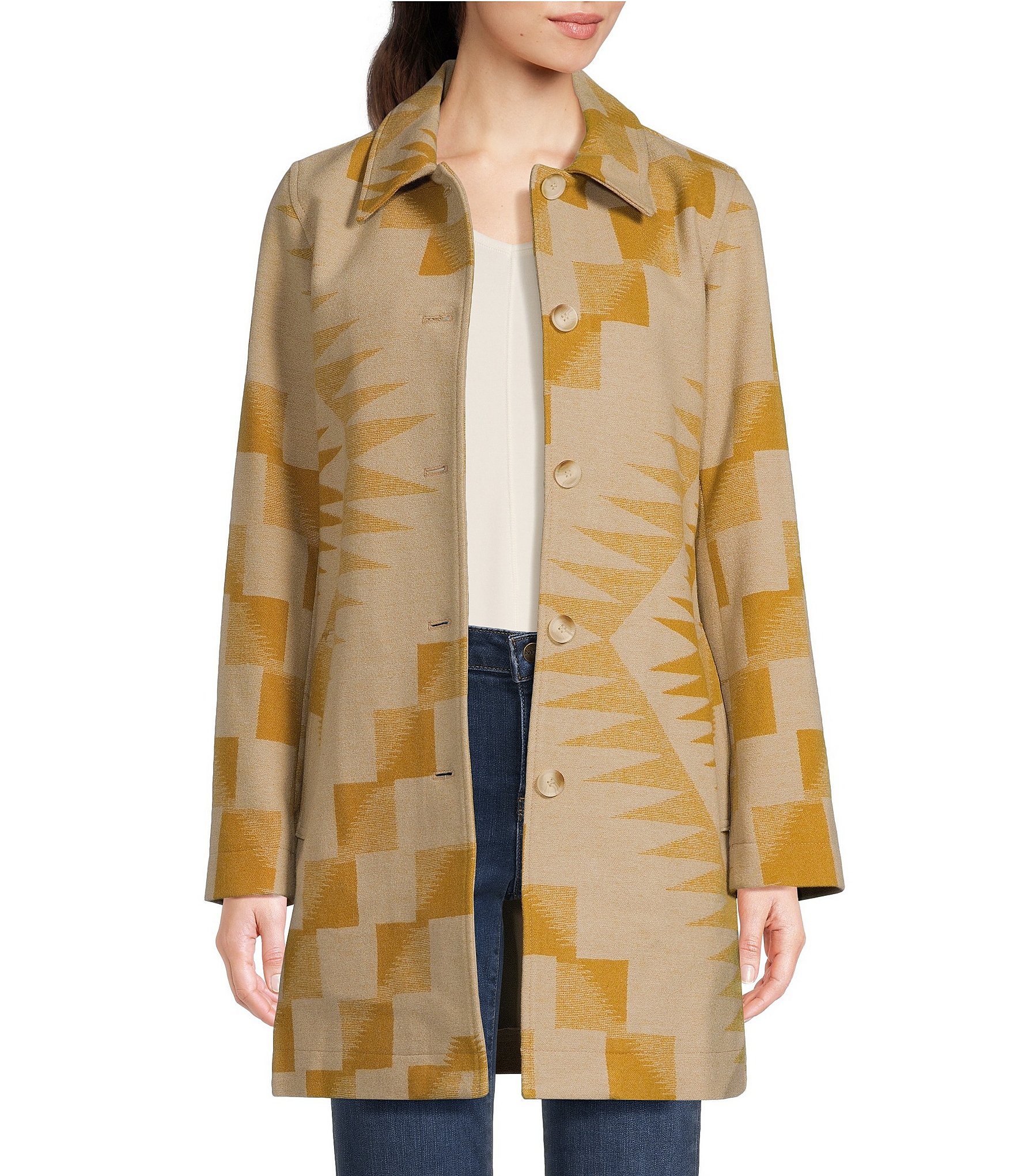 Pendleton Jacquard Wool Asymmetrical Geometric Club Point