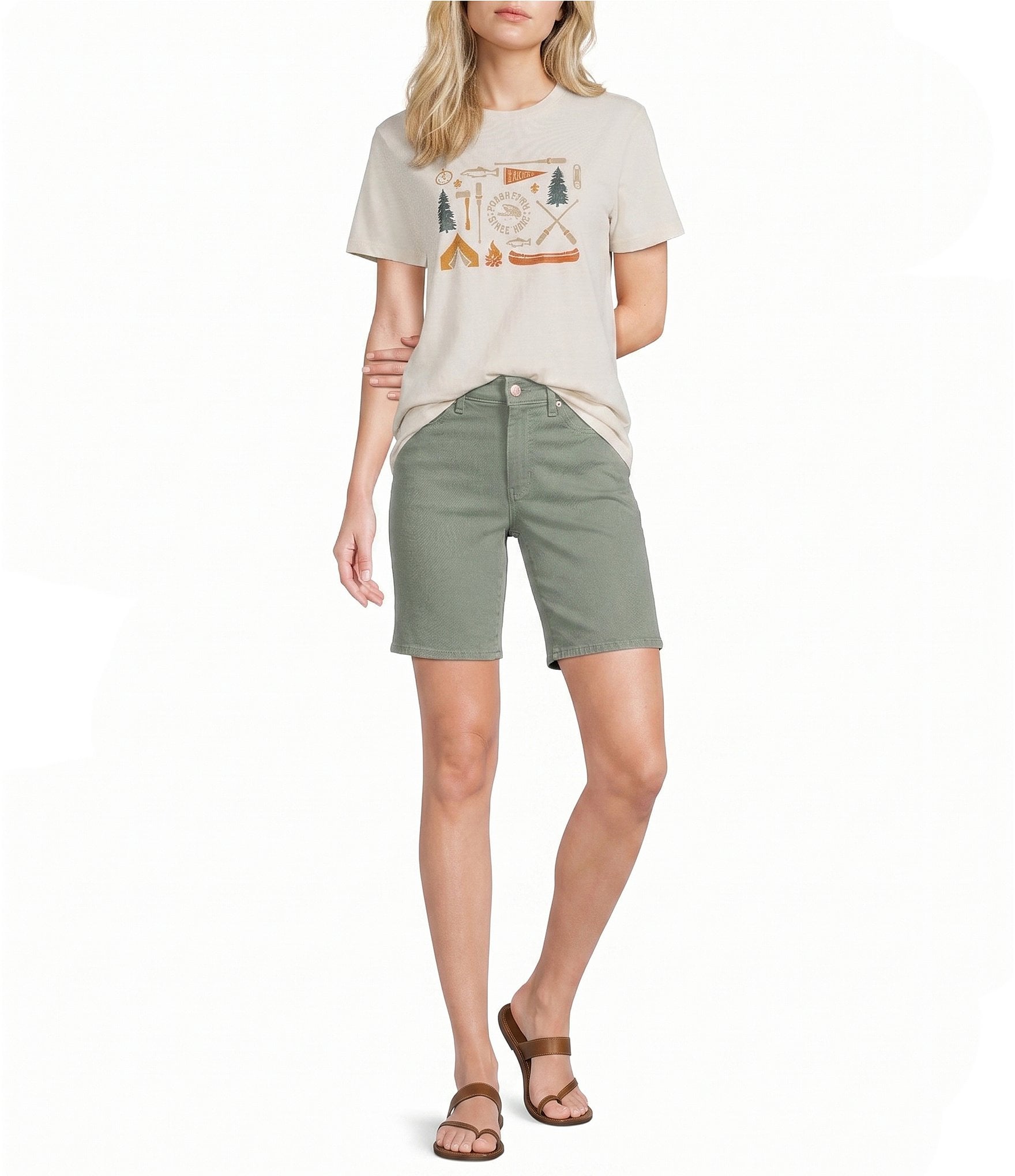 Pendleton Knit Crew Neck Short Sleeve Camp Graphic Tee Shirt