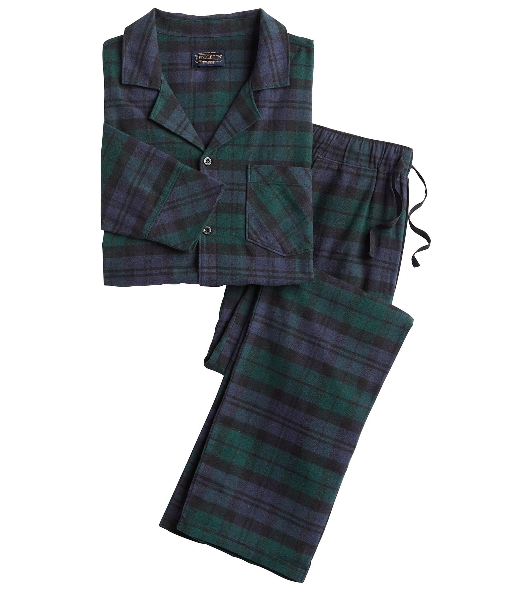 Pendleton Long Sleeve Flannel Top & Matching Plaid Pant 2-Piece Pajama Set