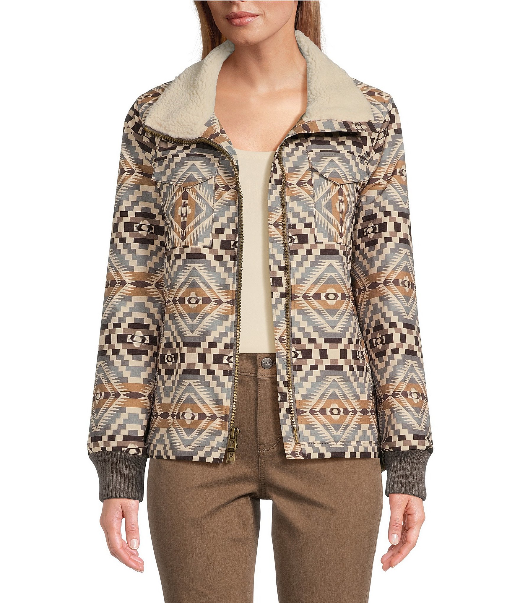 Pendleton Madera Abiquiu Sky Sherpa Color Zip Front Long Sleeve Water ...