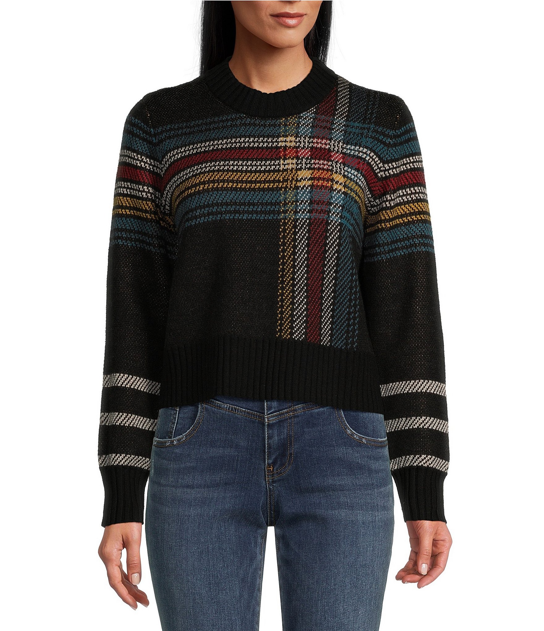 Shops NWT Vintage Pendleton Merino Wool Sweater Black Long Sleeve Pullover Deadstock