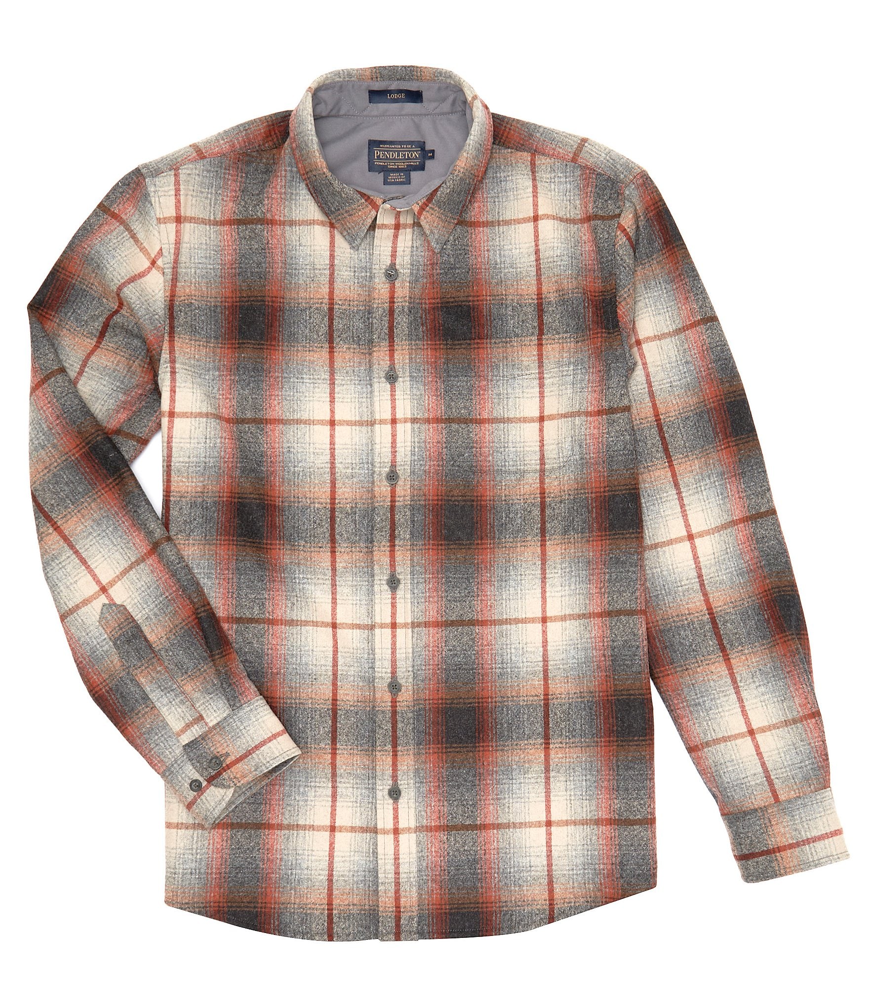 Essential Stain Shield Ombre Plaid Woven Long Sleeve Shirt - Big