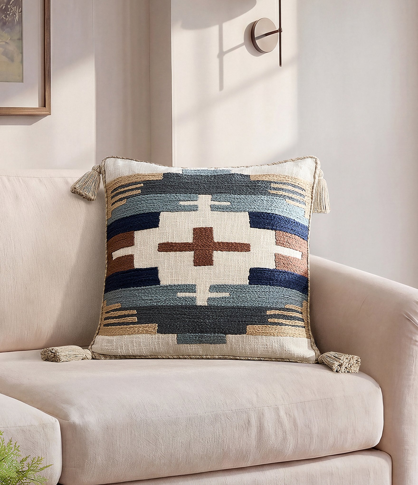 Pendleton Shiprock Collection by Pendleton Geometric Print Tassel Square Pillow