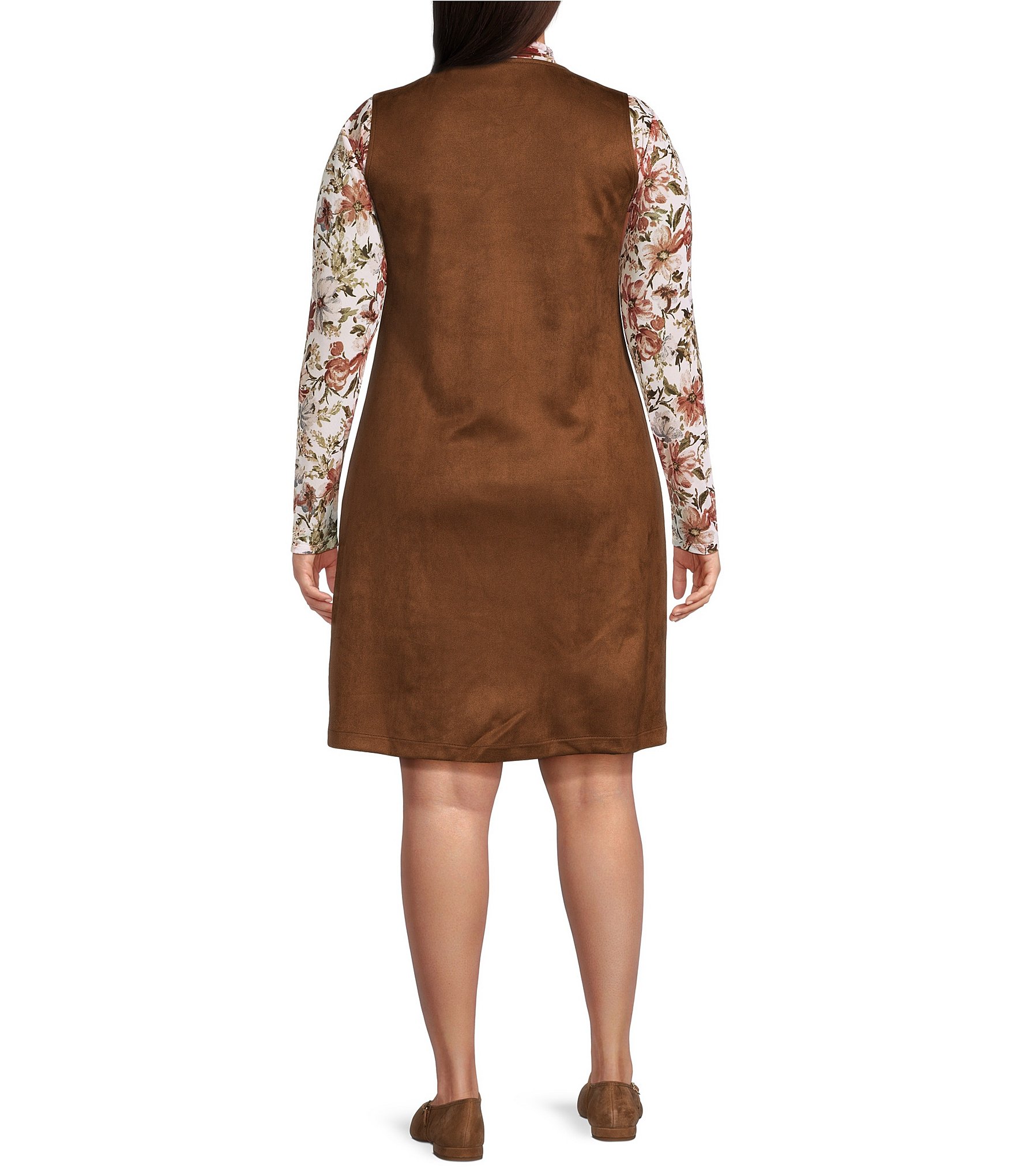 Perch by Blu Pepper Plus Size V-Neck Sleeveless Front Patch Pocket Shift Mini Dress