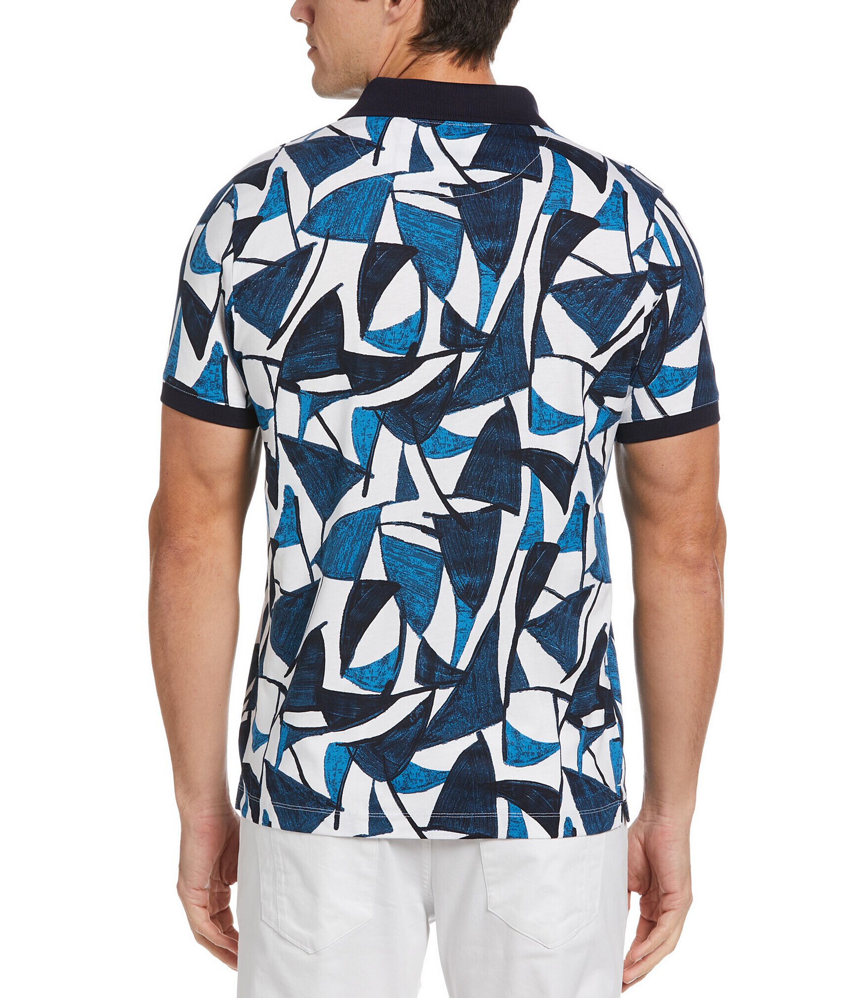 Perry Ellis Abstract Print Short Sleeve Polo Shirt