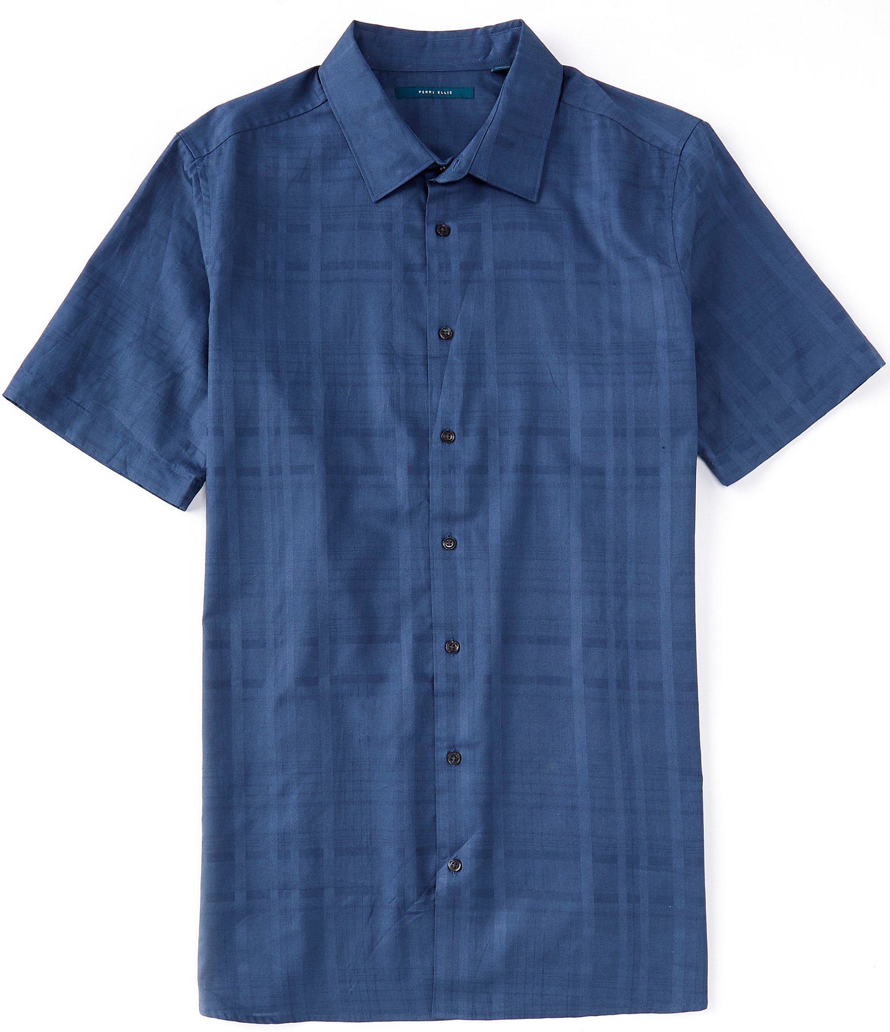 Perry Ellis Big & Tall Sateen Plaid Short Sleeve Woven Shirt | Dillard's
