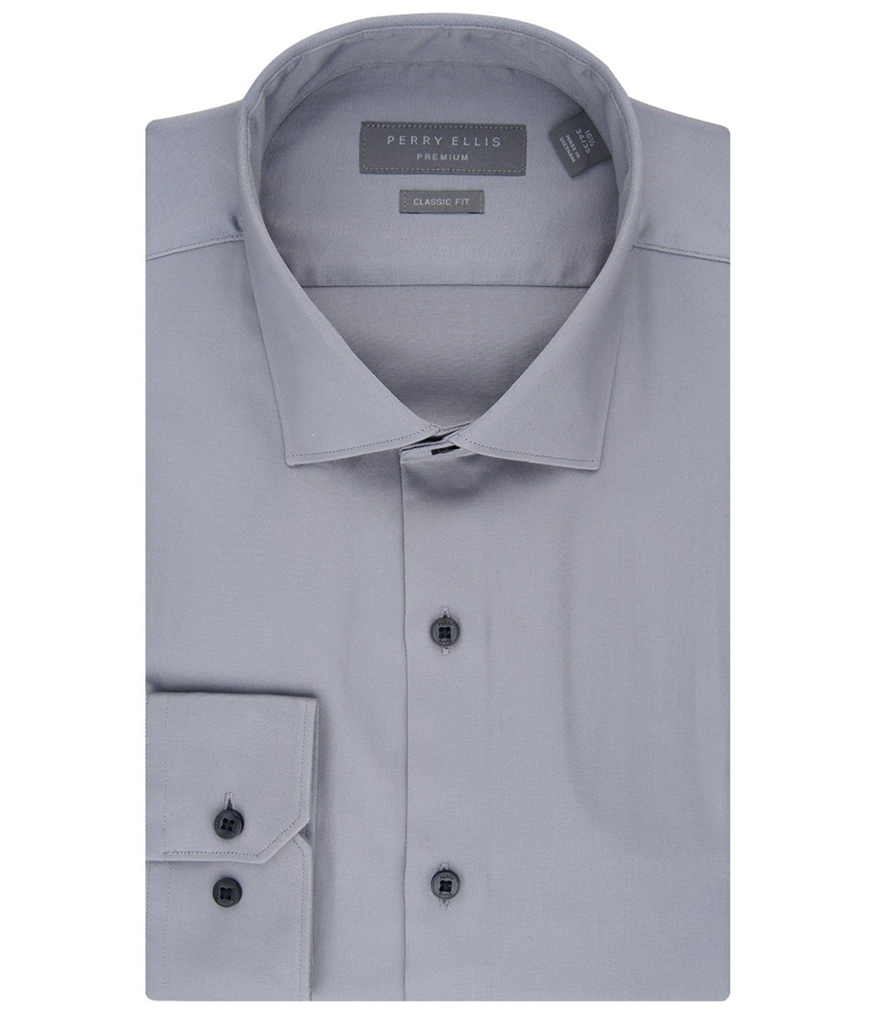 Perry Ellis Classic Fit Spread Collar Premium Luxe Sateen Dress Shirt