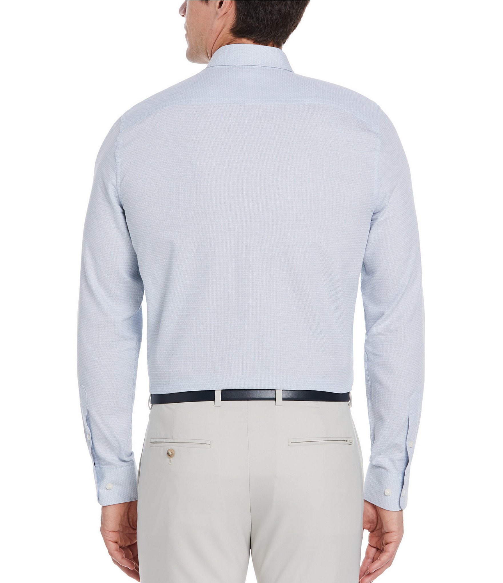 Perry Ellis Cotton Dobby Long Sleeve Woven Shirt