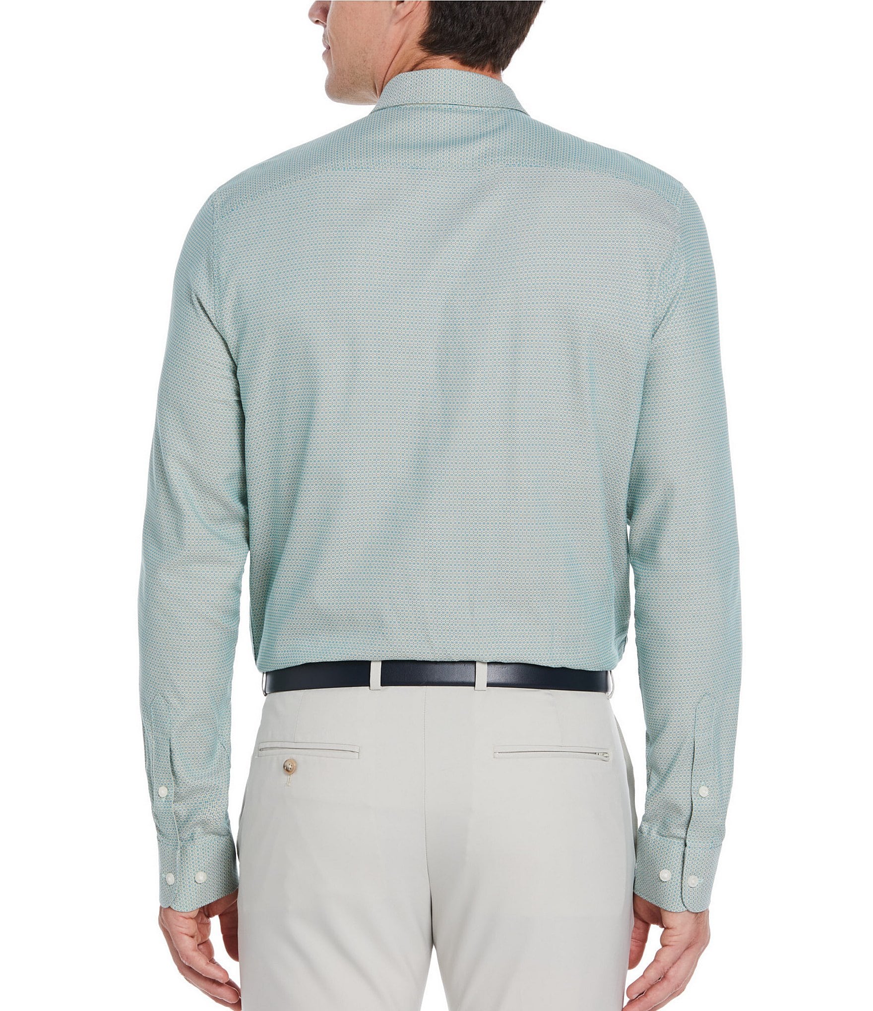 Perry Ellis Cotton Dobby Long Sleeve Woven Shirt