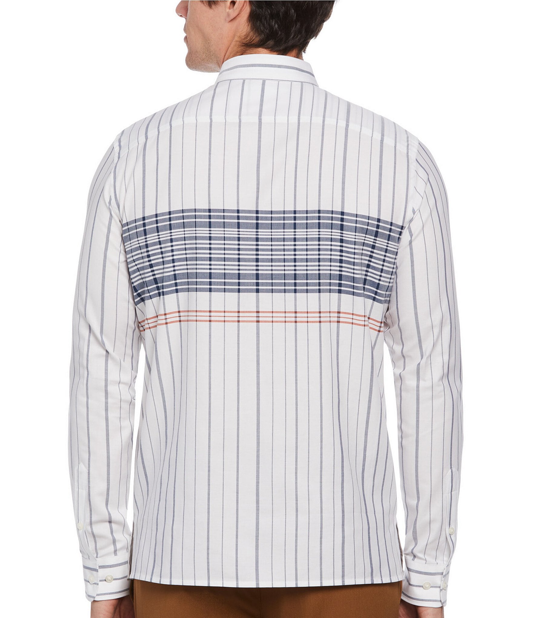 Perry Ellis Engineered Stripe Long Sleeve Woven Shirt