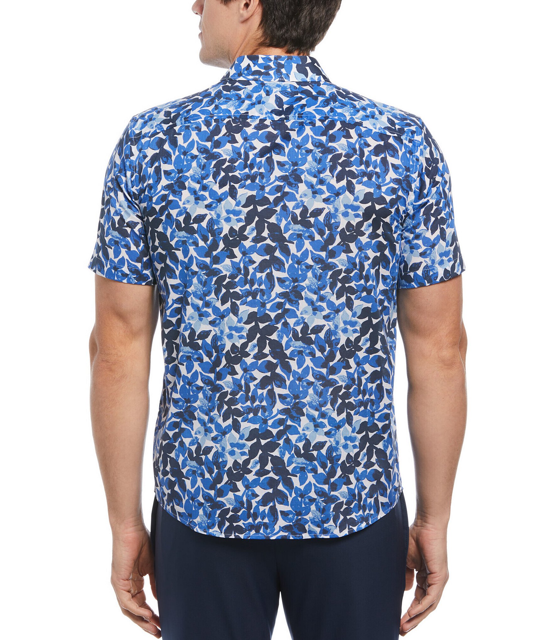 Perry Ellis Floral Poplin Short Sleeve Woven Shirt