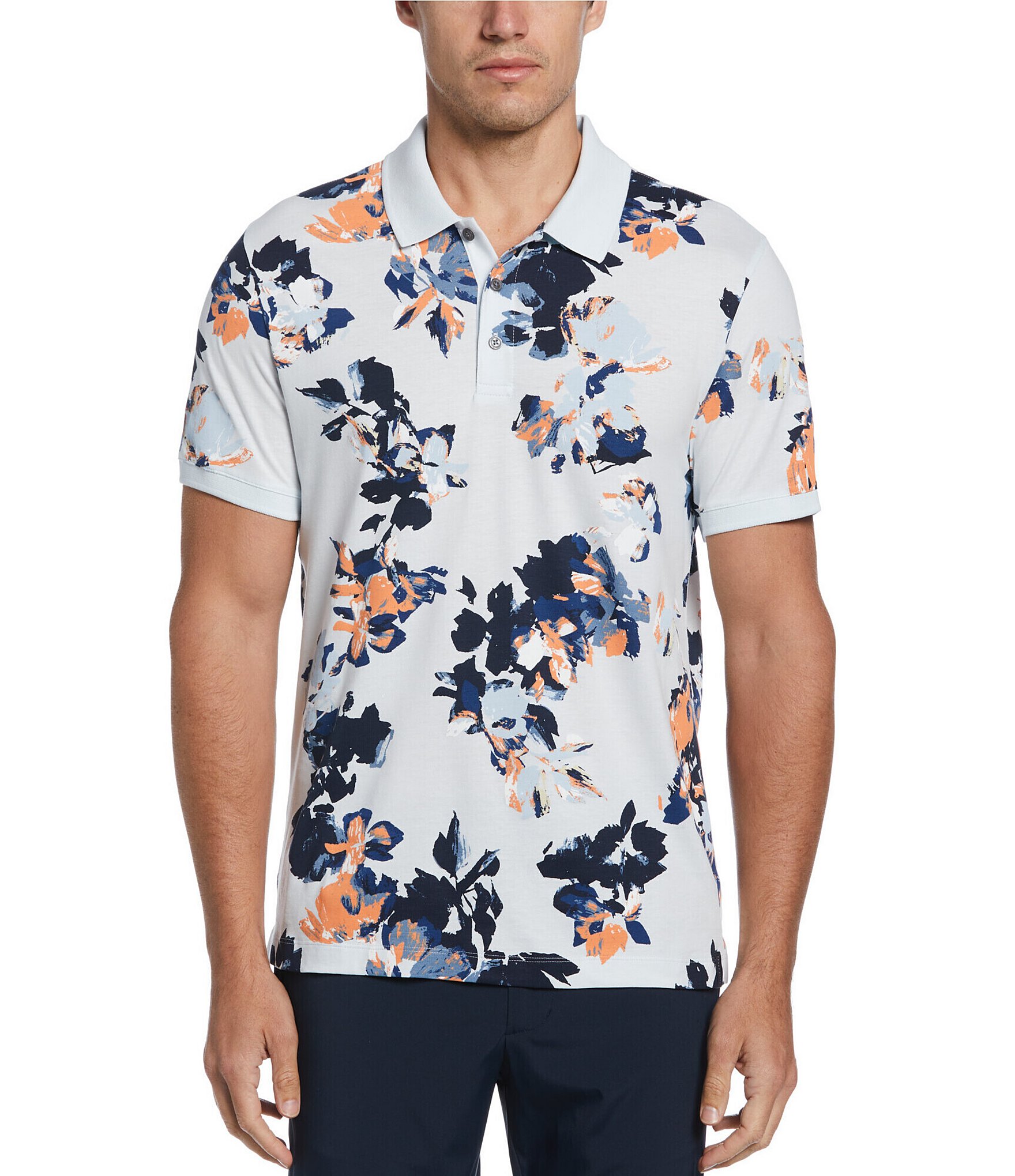 Perry Ellis Floral Print Short-Sleeve Polo Shirt | Dillard's