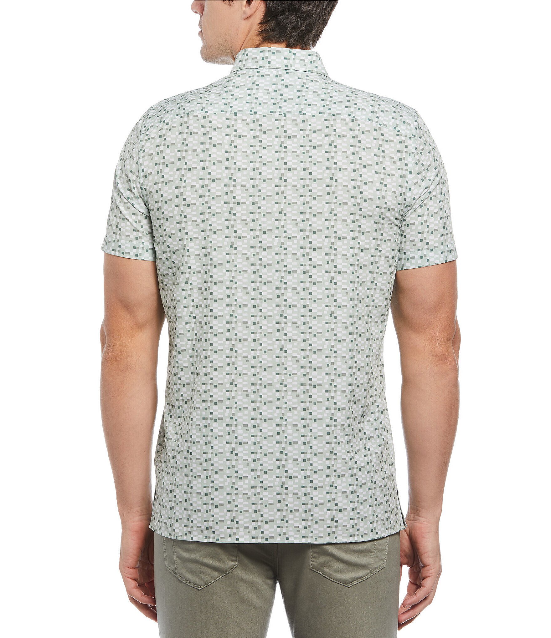 Perry Ellis Geo Block Print Short Sleeve Woven Shirt