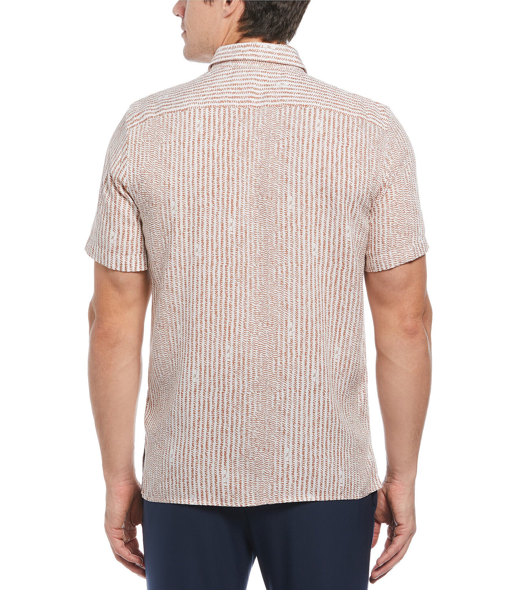 Perry Ellis Hand Line Print Short Sleeve Woven Shirt