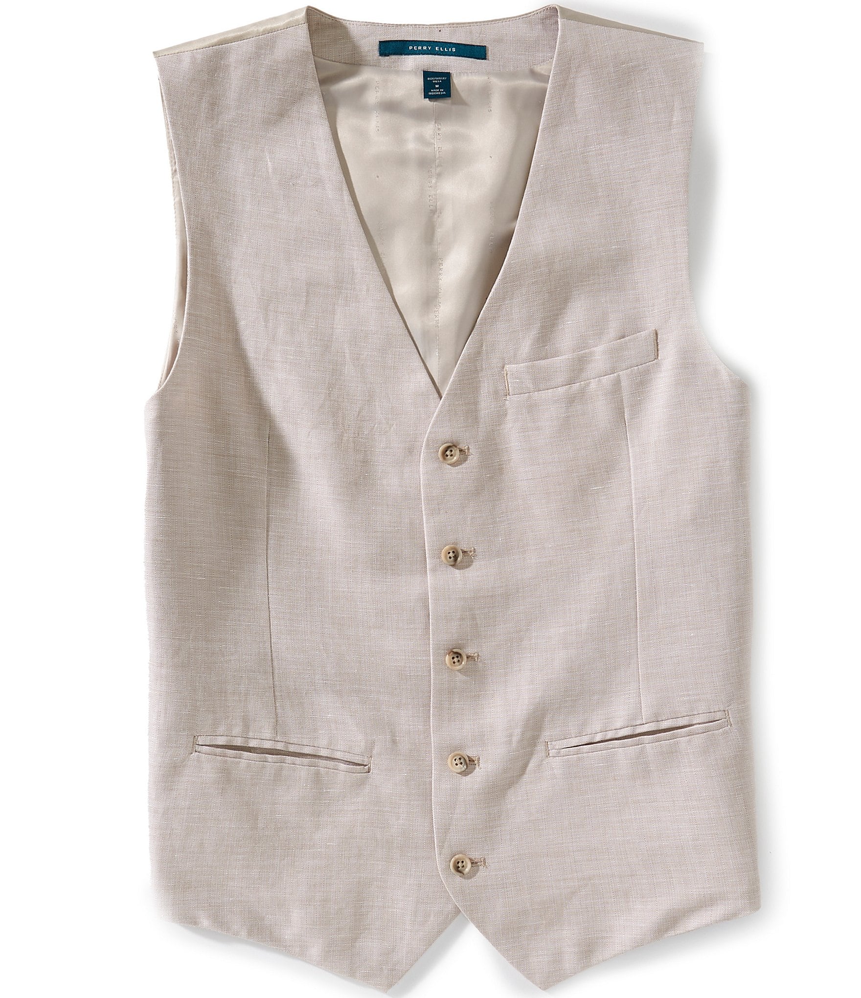 Perry Ellis Linen Blend Herringbone Vest