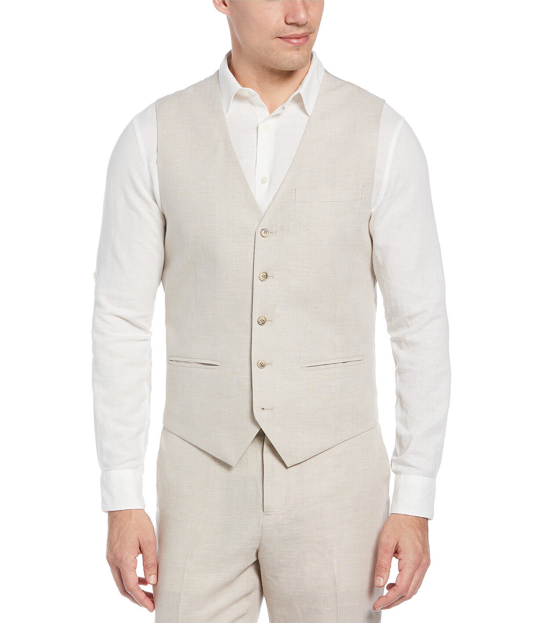 Perry Ellis Linen Herringbone Suit Separates Vest | Dillard's