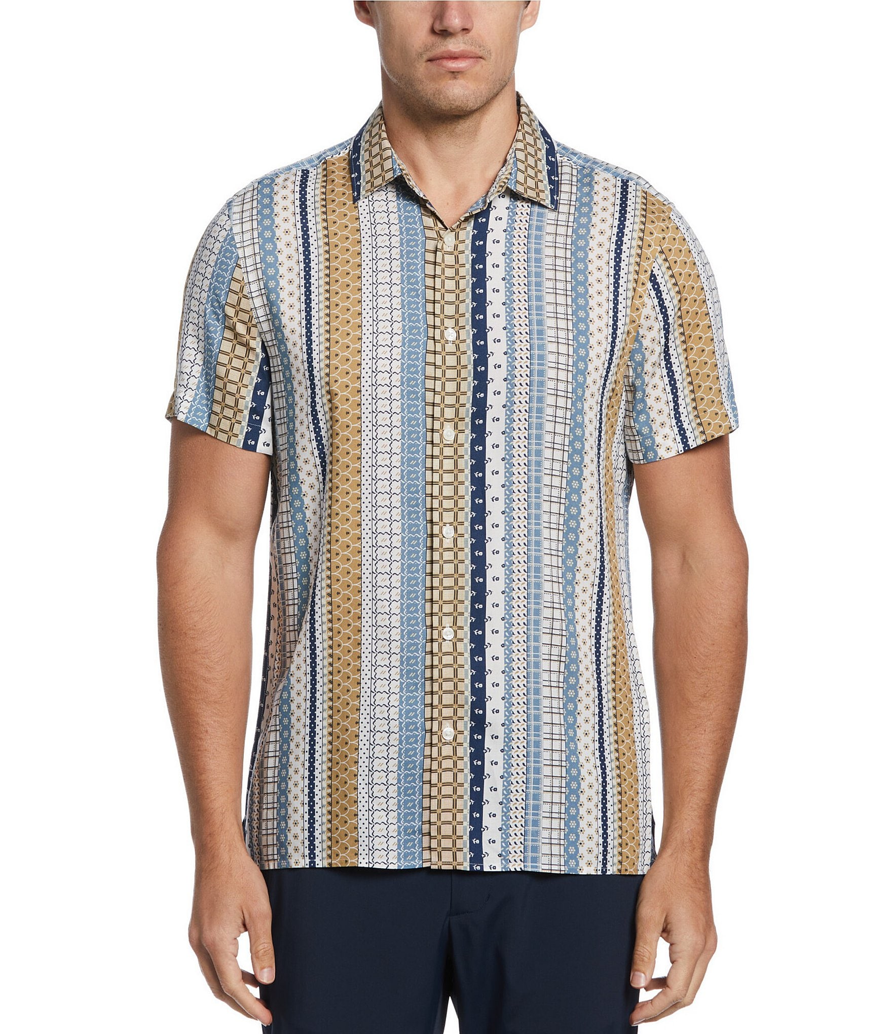 Perry Ellis Multi Stripe Short Sleeve Woven Shirt | Dillard's