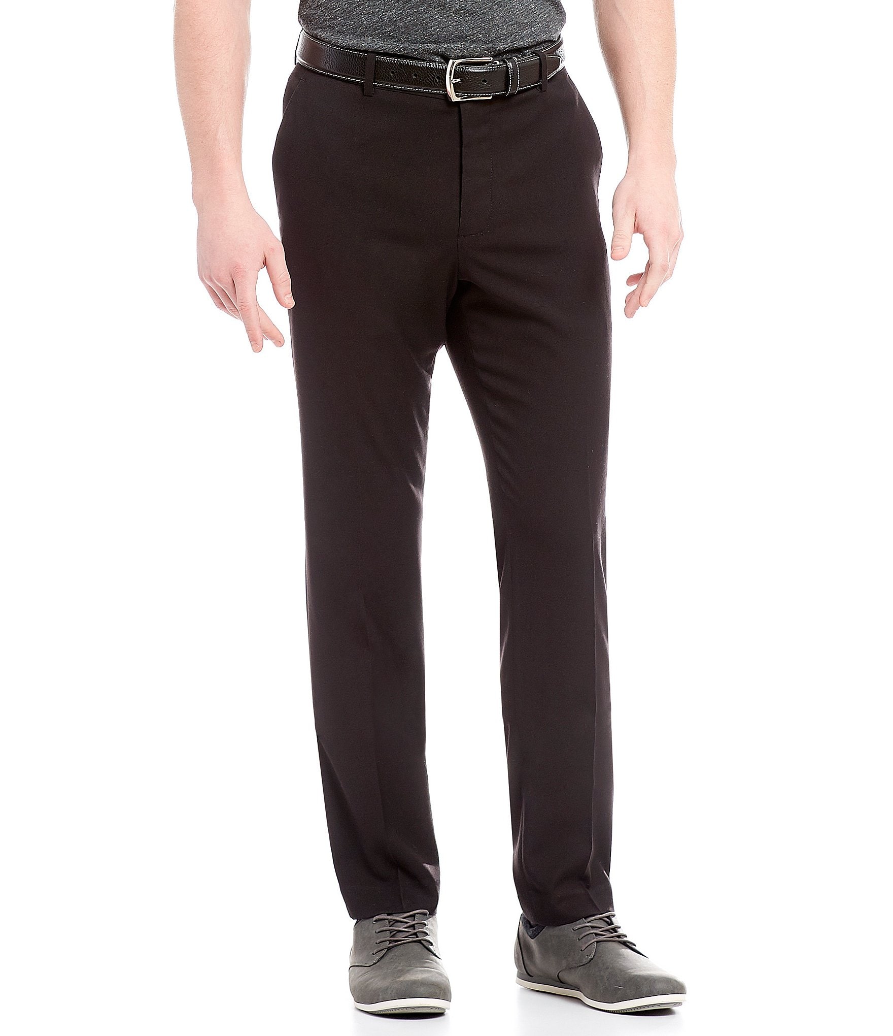 Cromoncent Mens High Waisted Wrinkle Free Straight Leg Casual Trousers Pant 