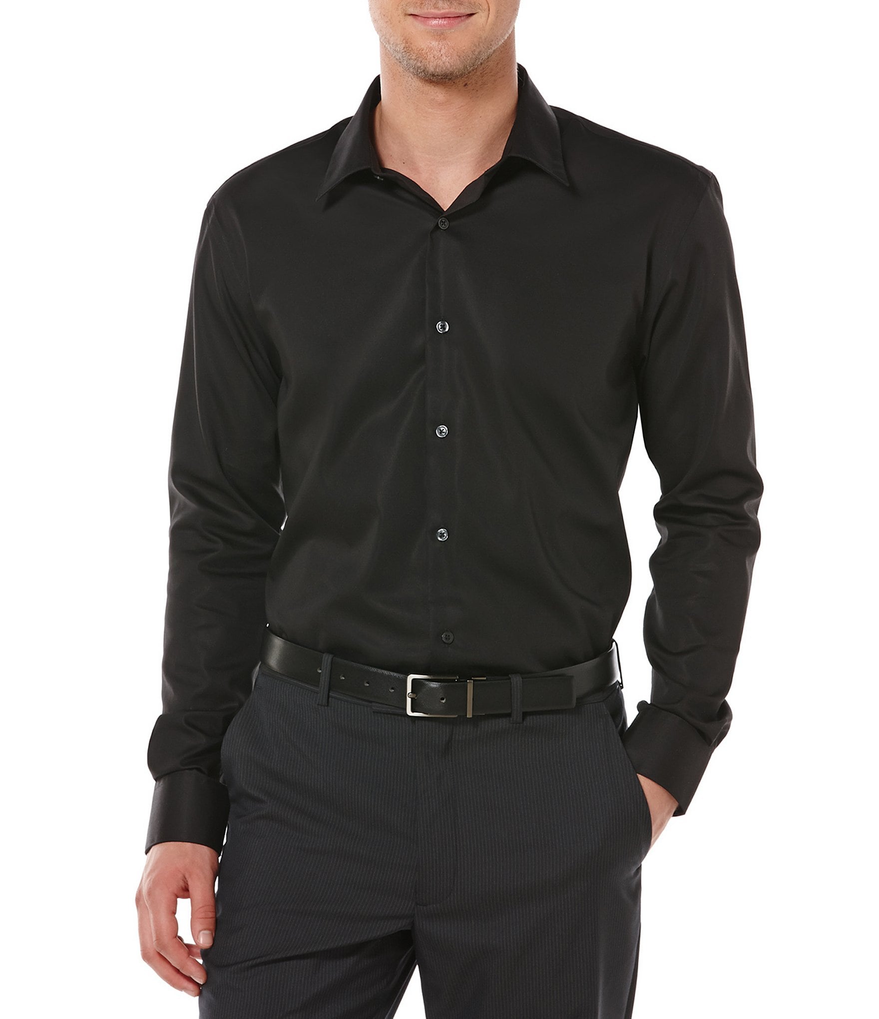 Perry Ellis Non-Iron Solid Long-Sleeve Twill Shirt | Dillards
