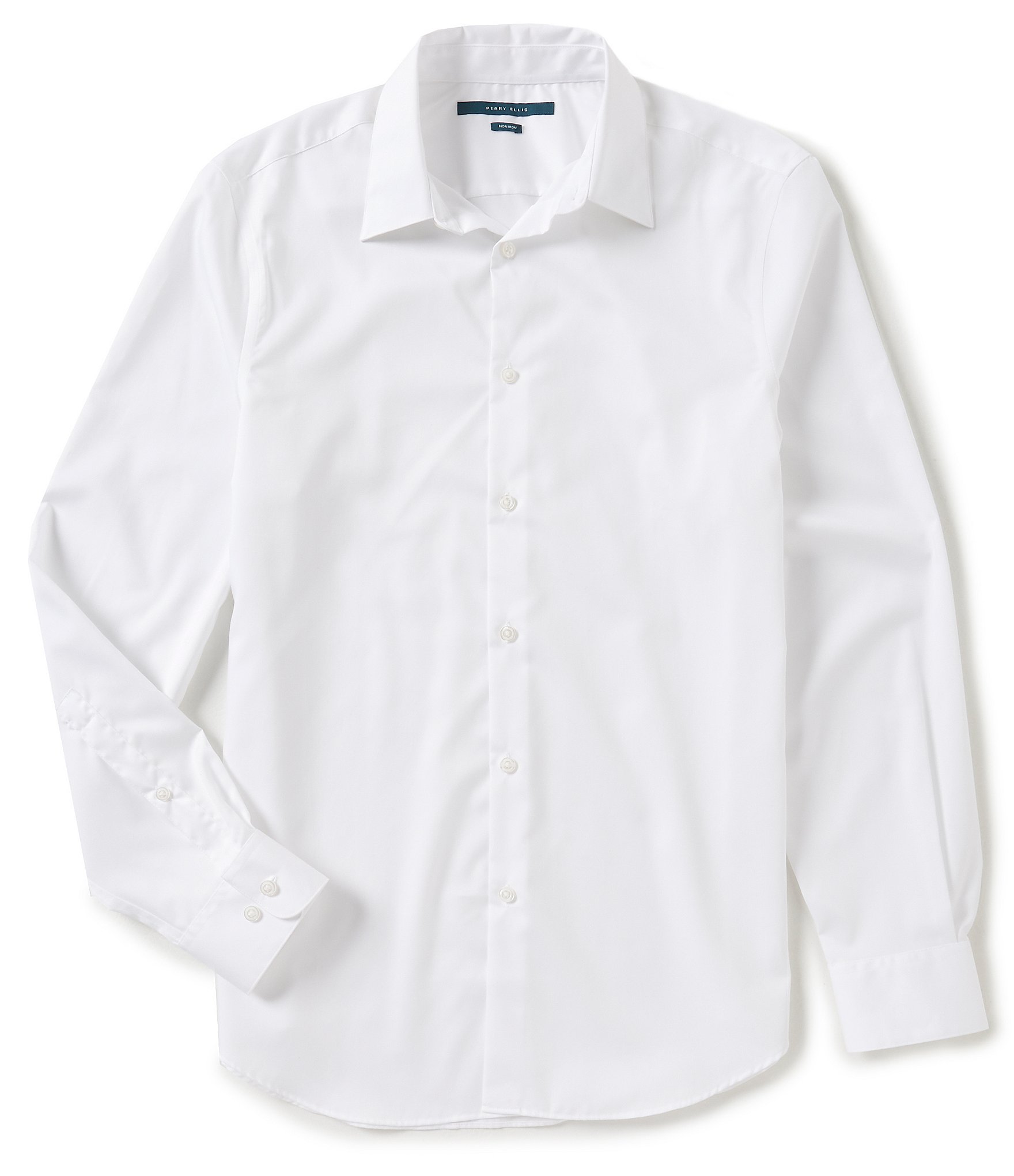 Perry Ellis Non-Iron Solid Long-Sleeve Twill Shirt