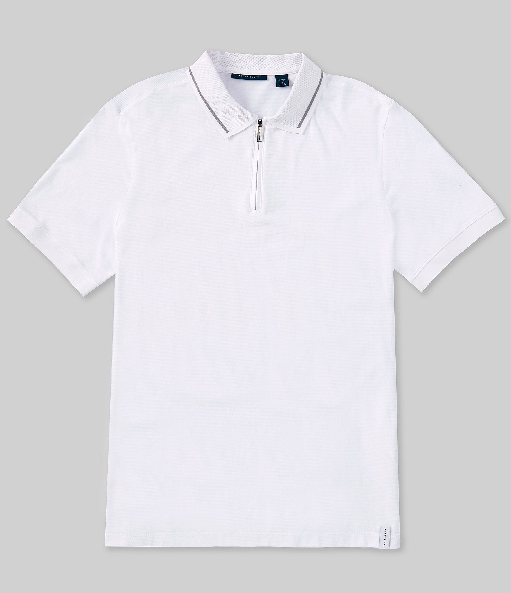 Perry Ellis Ottoman Quarter-Zip Short Sleeve Polo Shirt