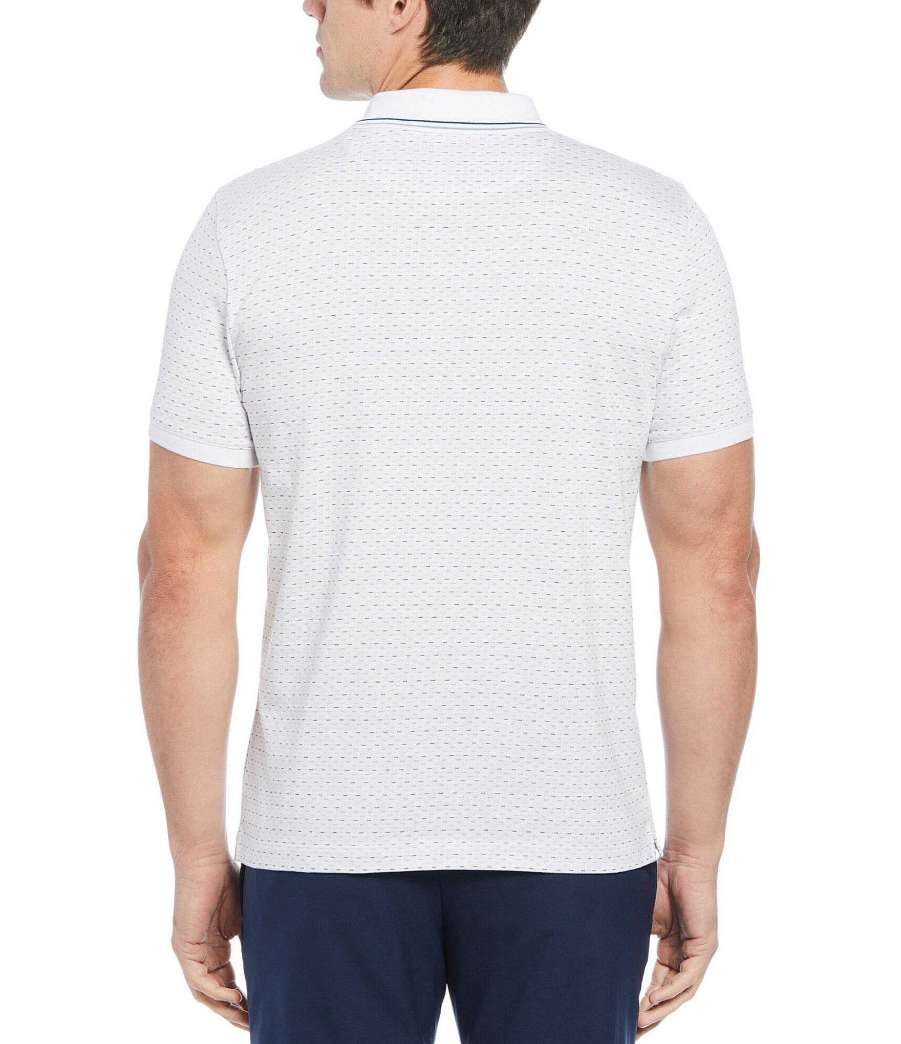 Perry Ellis Performance Stretch Geo Jacquard Short Sleeve Polo Shirt