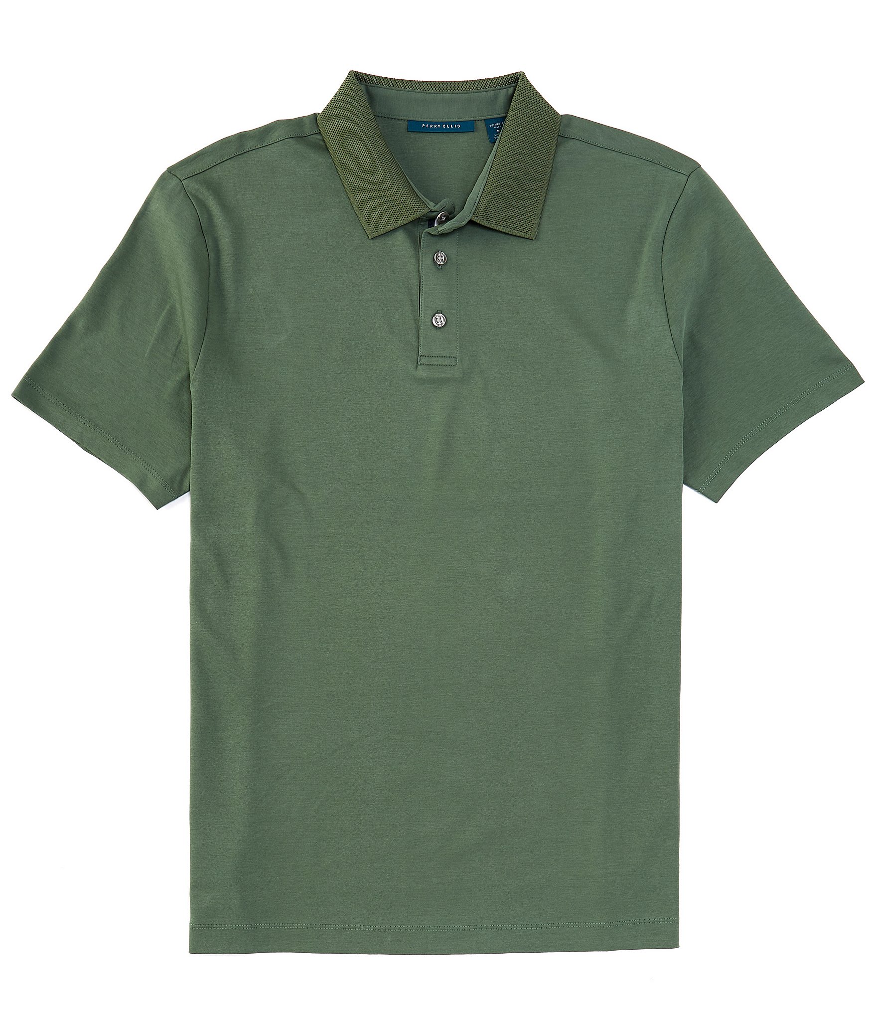 Perry Ellis Performance Stretch Solid Interlock Short Sleeve Polo Shirt