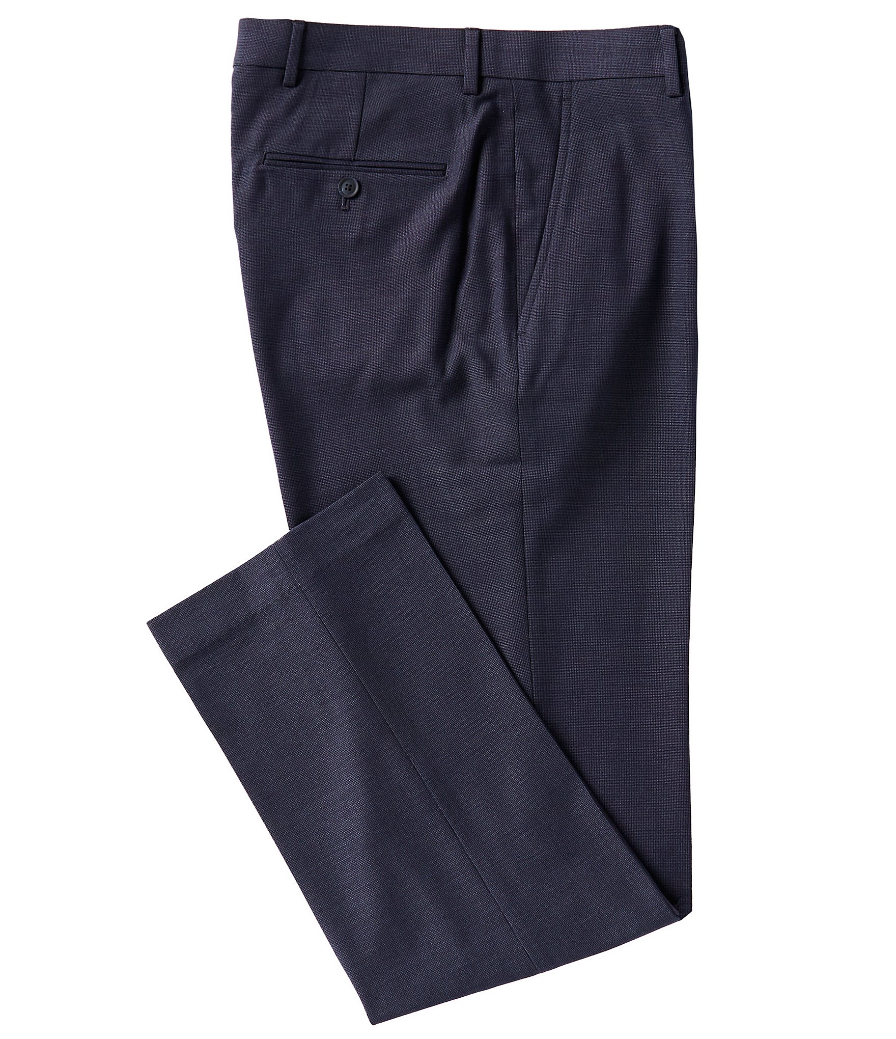 Perry Ellis Premium Tailored Flat Front Birdseye Pin-Dotted Dress Pants ...