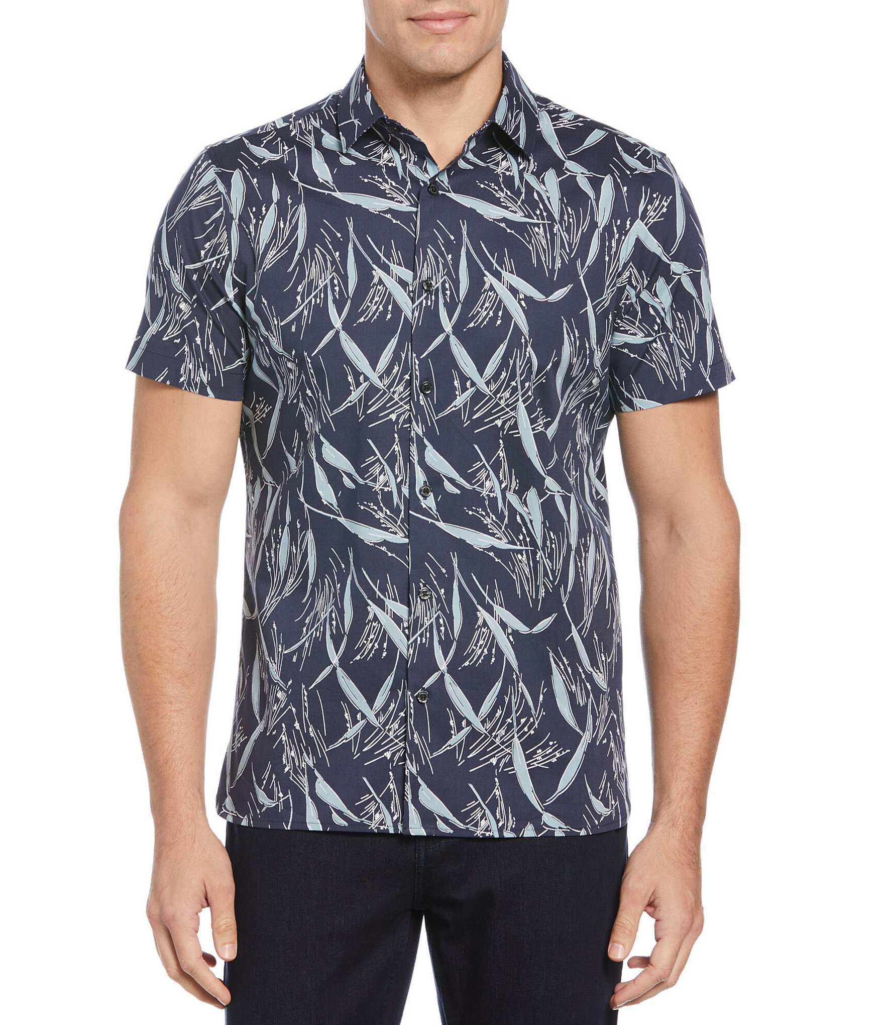 Perry Ellis Printed Stretch Short-Sleeve Woven Shirt | Dillard's