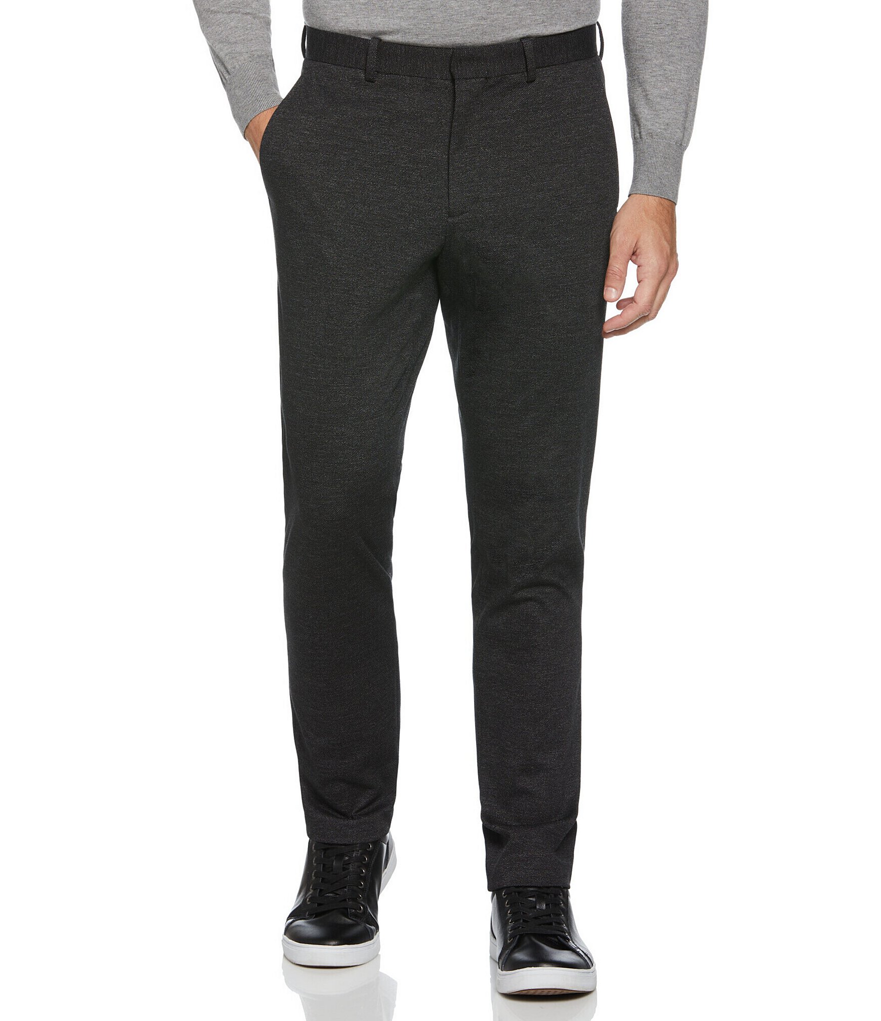Buy Perry Ellis Men's Slim Fit Solid Stretch Pant, Charcoal Heather, 30W x  32L at Amazon.in