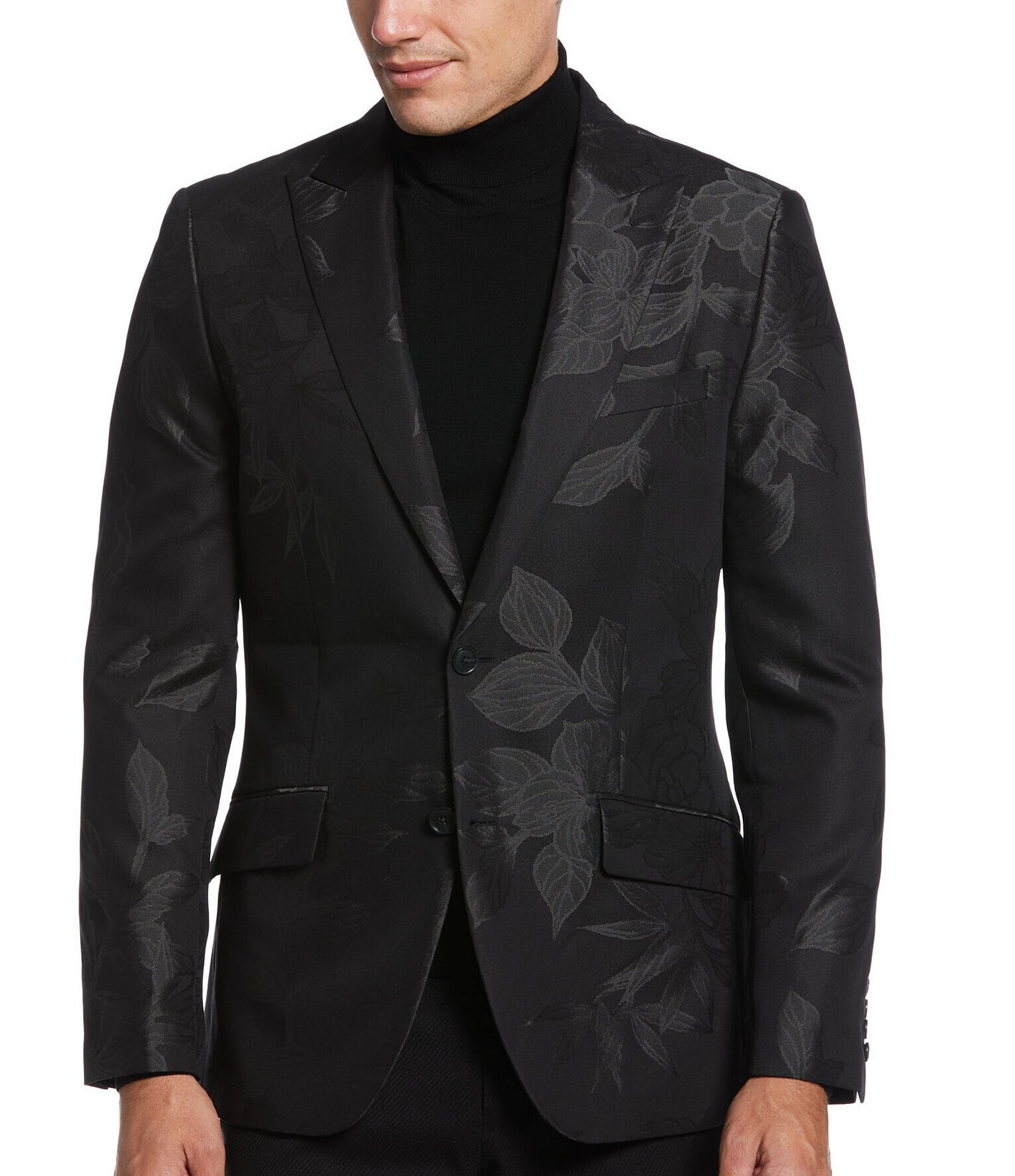 Perry Ellis Slim-Fit Large Floral Print Jacquard Suit Separates Jacket ...