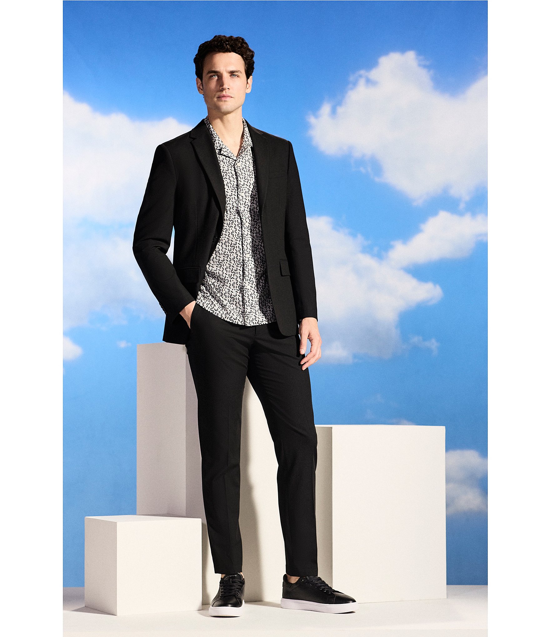 Perry Ellis Slim-Fit Performance Stretch Dobby Louis Suit Separates Jacket