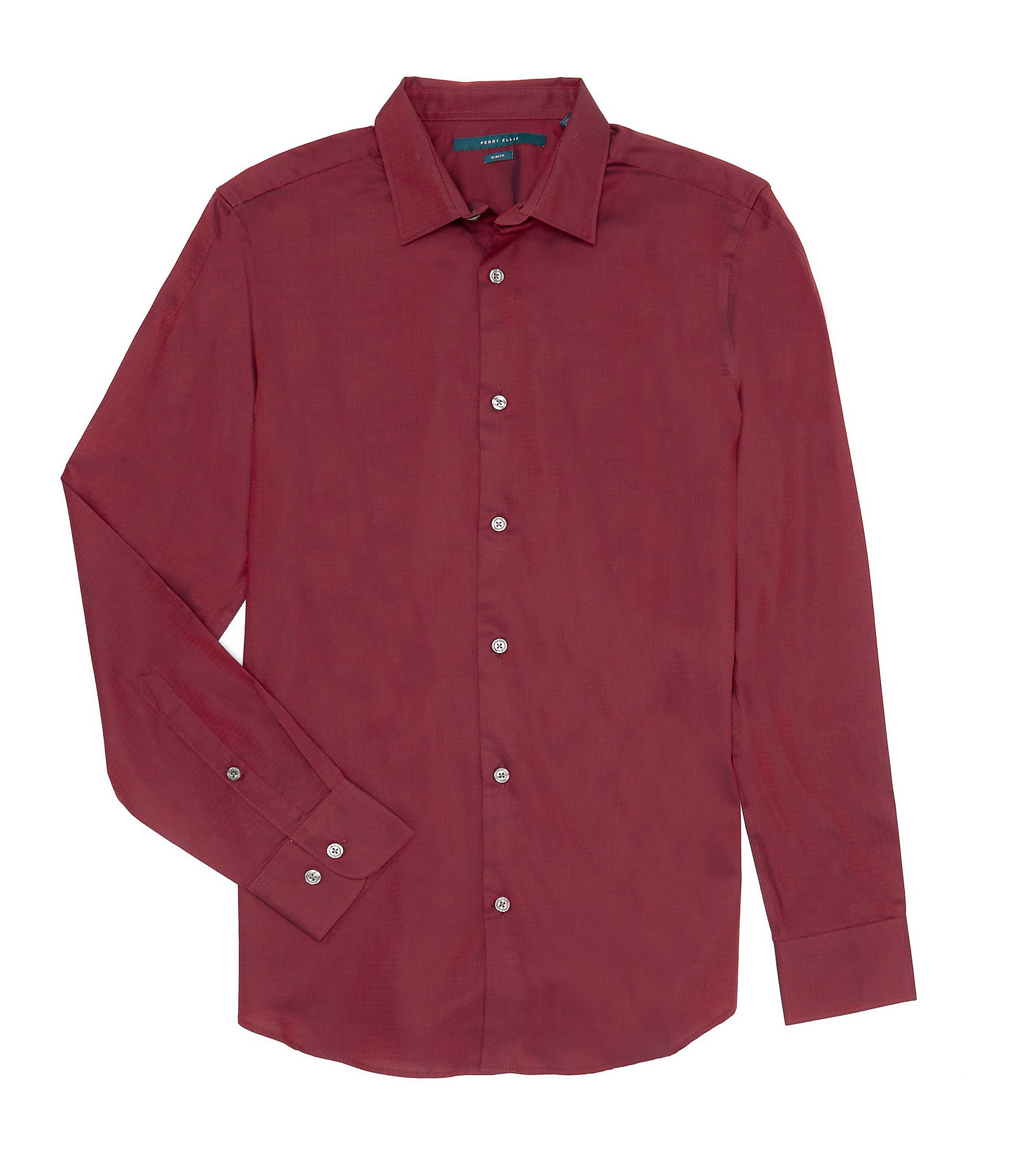 Perry Ellis Slim-Fit Solid Dobby Performance Long-Sleeve Woven Shirt |  Dillard's